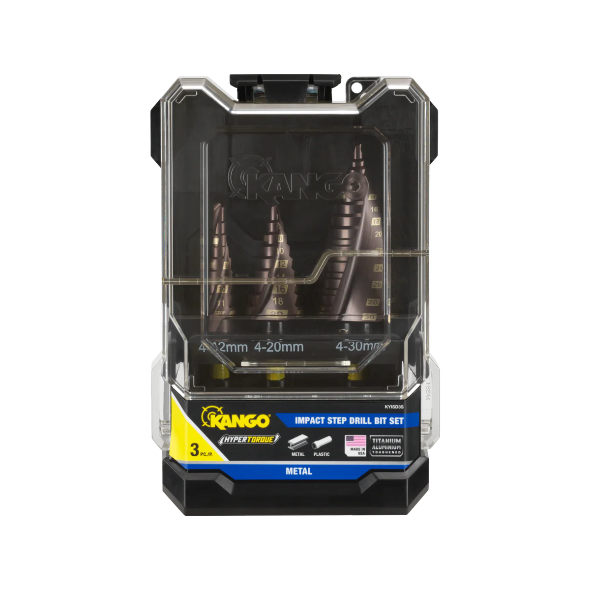 Kango Hypertorque Step Drill Bit Set - 3 Piece - 4-12mm, 4-20mm, 4-30mm - Metal Drilling