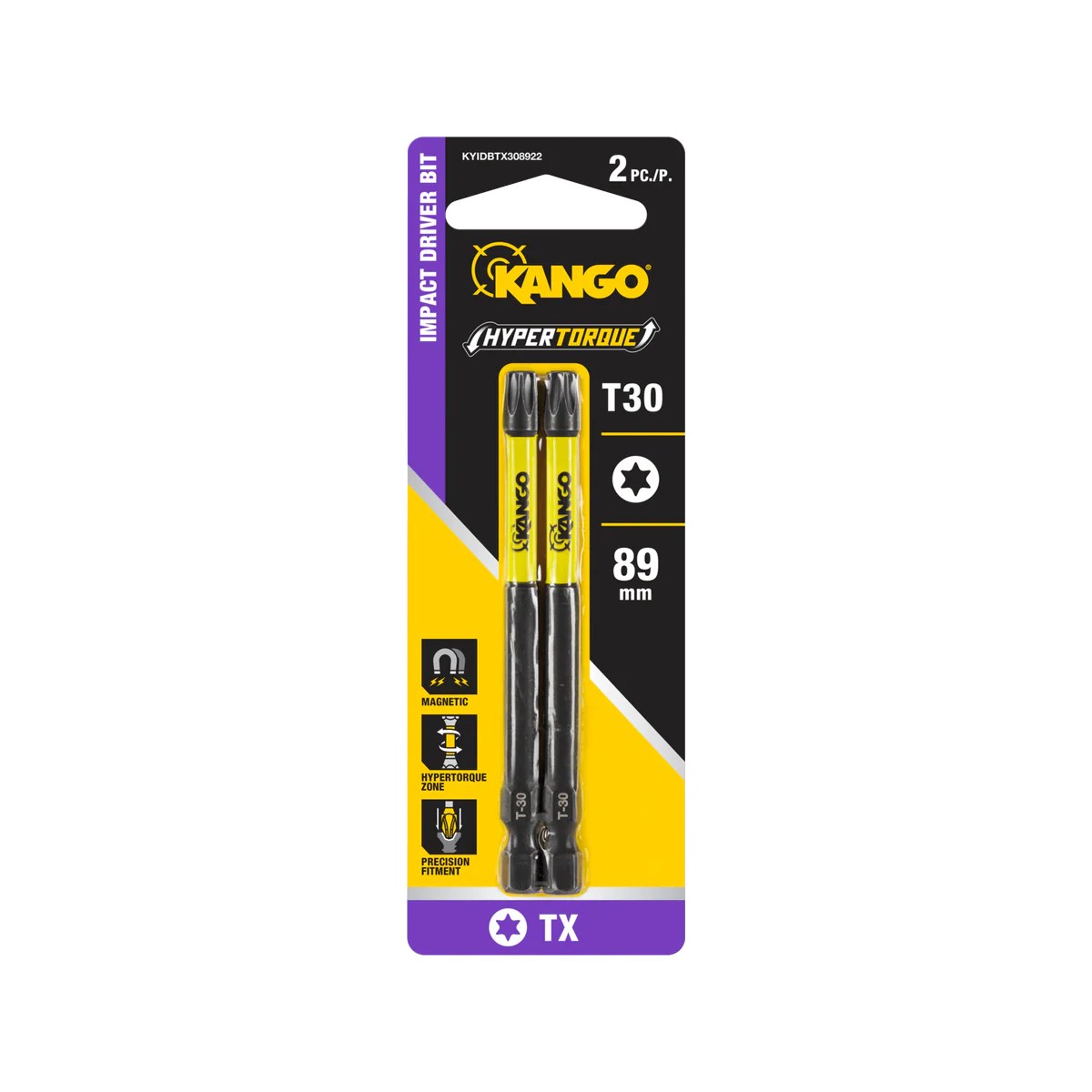 Kango Impact Driver Bit 2 Pack - TX30 - 89mm - High Torque - Magnetic Tip