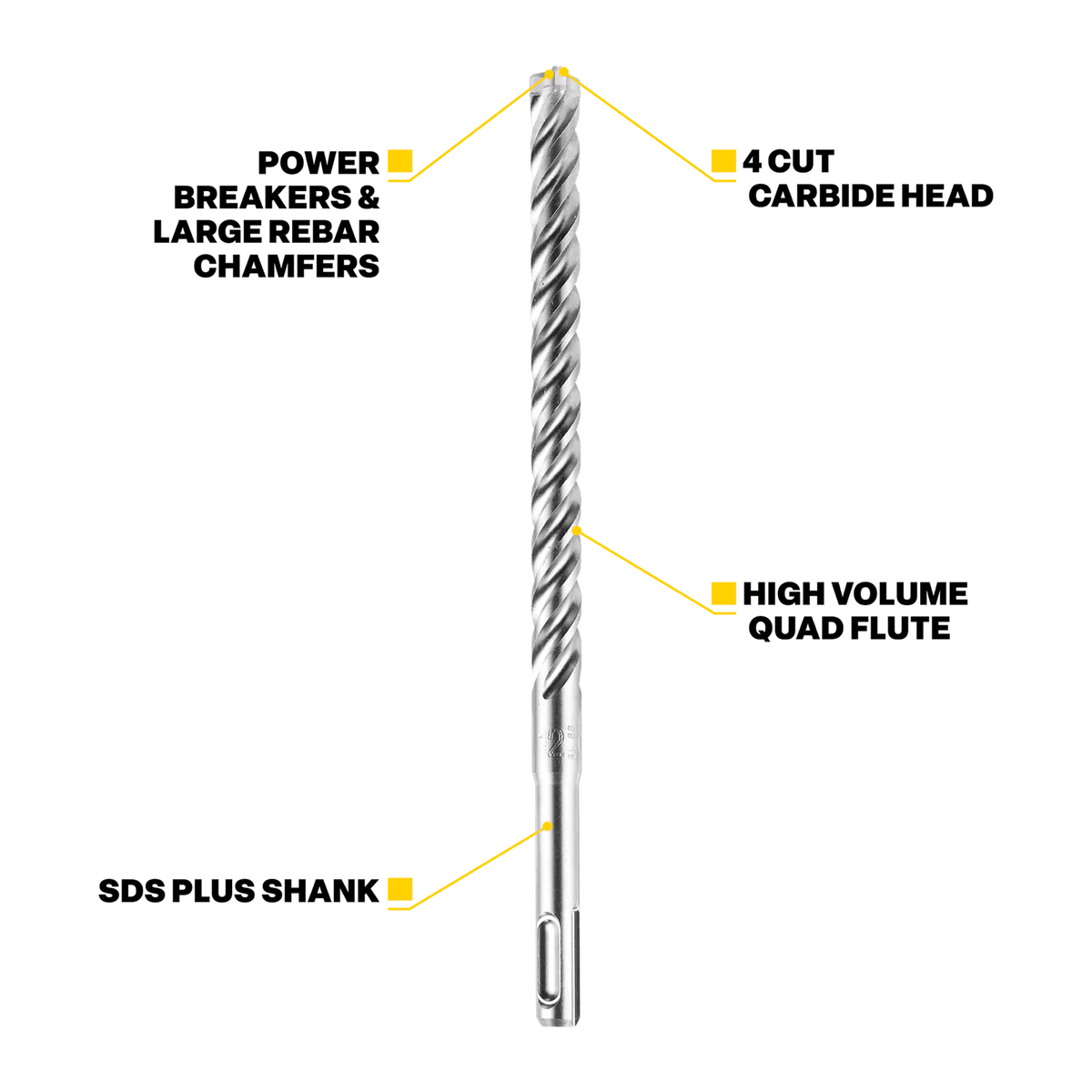 Kango K4 SDS Plus Drill Bit - 30mm x 450mm - Yellow - 1 Piece - Image 2