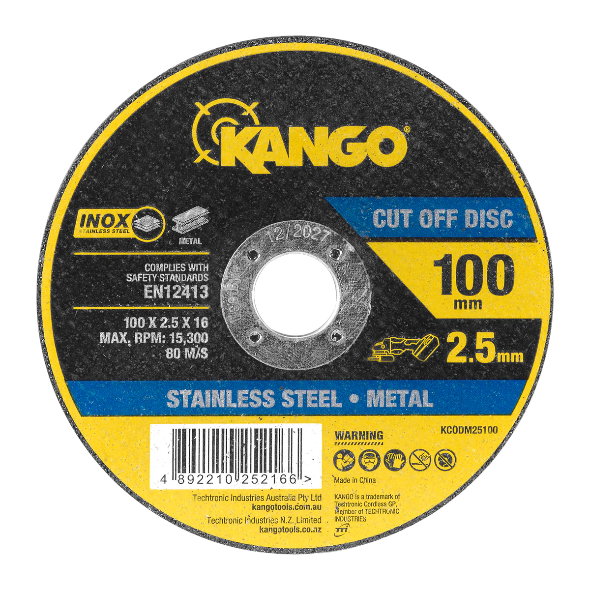 Kango Metal Cut Off Disc - 100mm x 2.5mm - Inox-Free - Steel & Stainless Steel Cutting