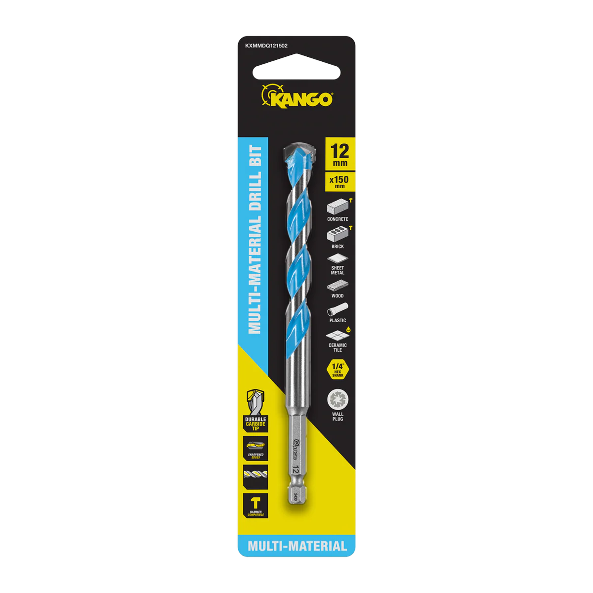 Kango Multi Material Drill Bit 12mm x 150mm - Durable Carbide Tip