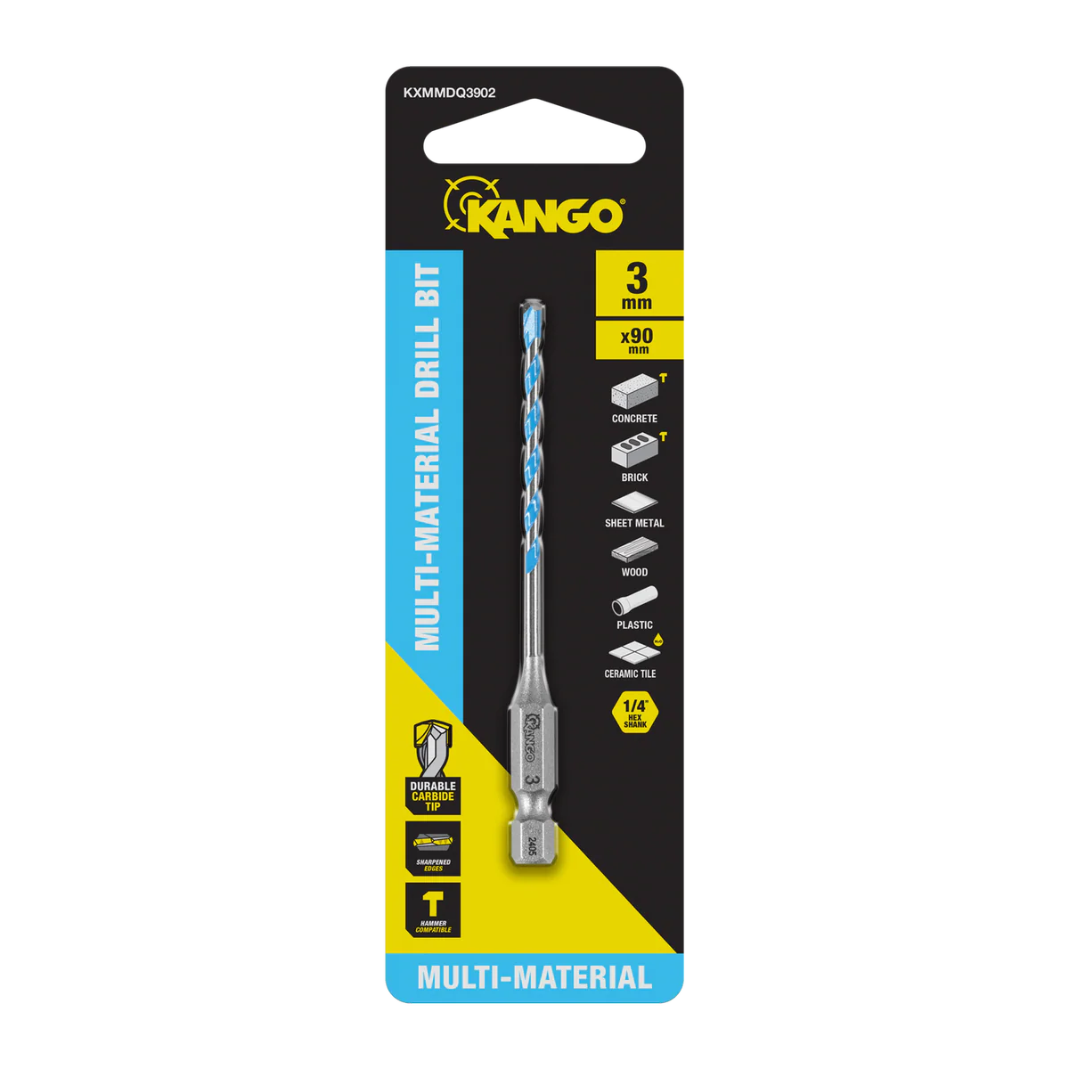 Kango Multi Material Drill Bit - 3 x 90mm - Durable Carbide Tip - Precision Start