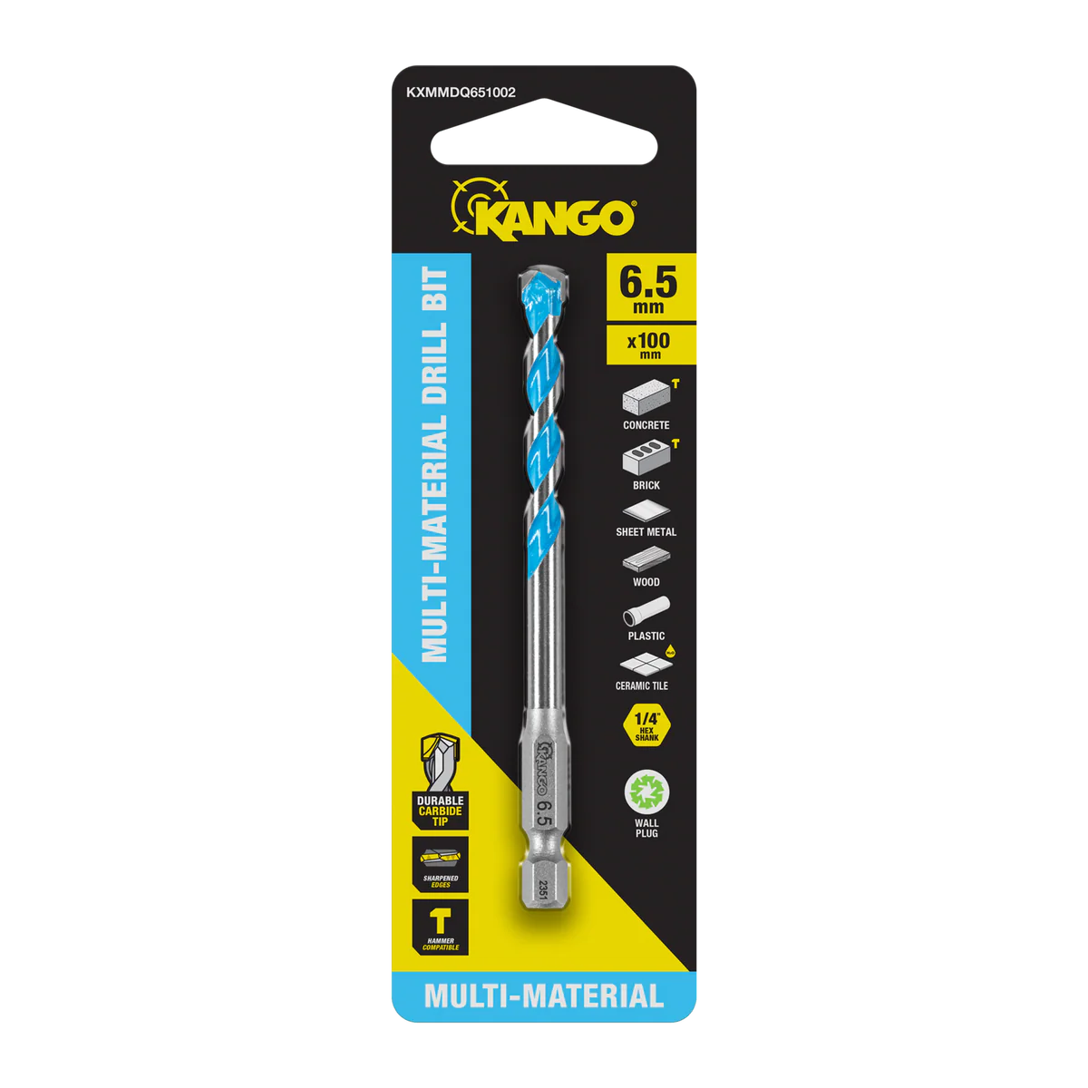 Kango Multi Material Drill Bit 6.5mm x 100mm - Durable Carbide Tip - Precision Start