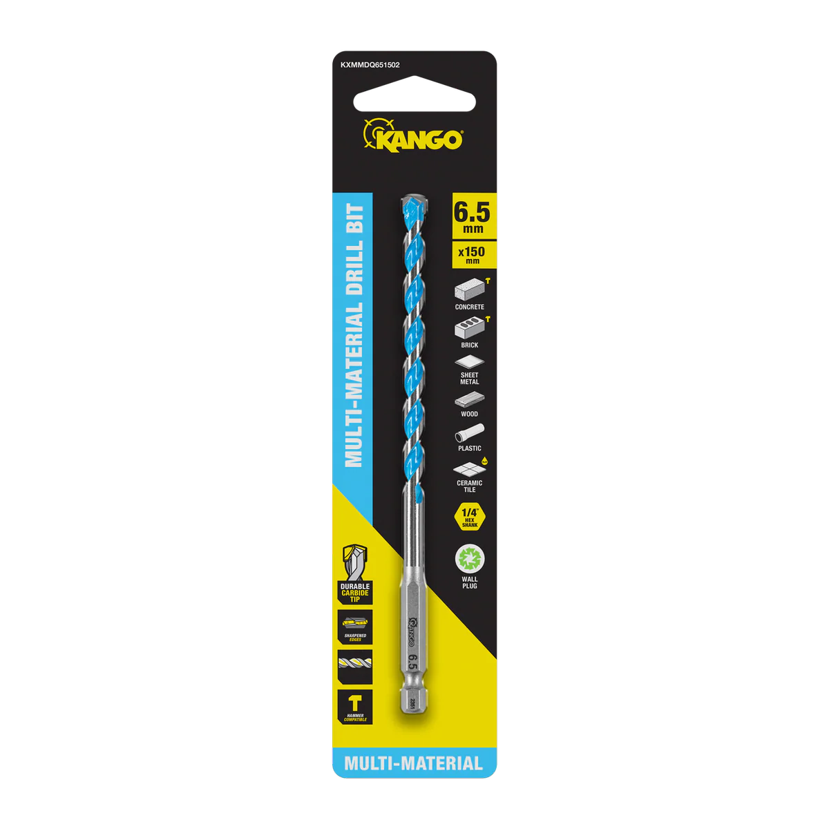 Kango Multi Material Drill Bit 6.5mm x 150mm - Durable Carbide Tip - Precision Start