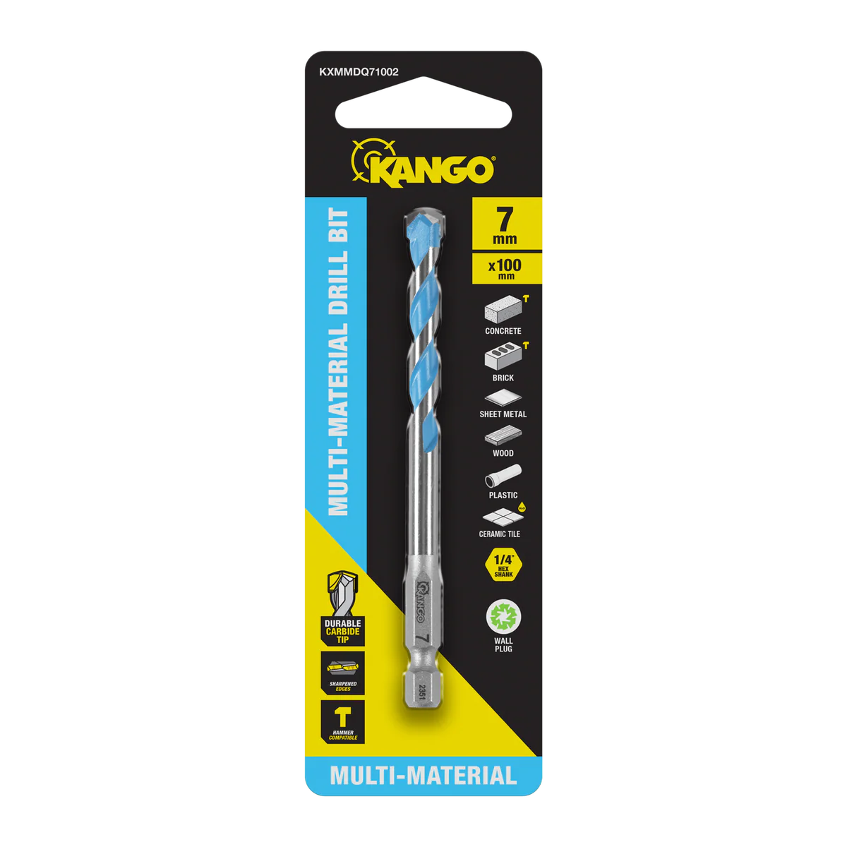 Kango Multi Material Drill Bit 7mm x 100mm - Durable Carbide Tip - Precision Performance