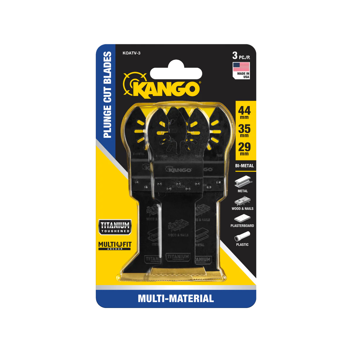 Kango Multi Tool Blade Set - 29mm 35mm 44mm - Titanium - Quick Cuts
