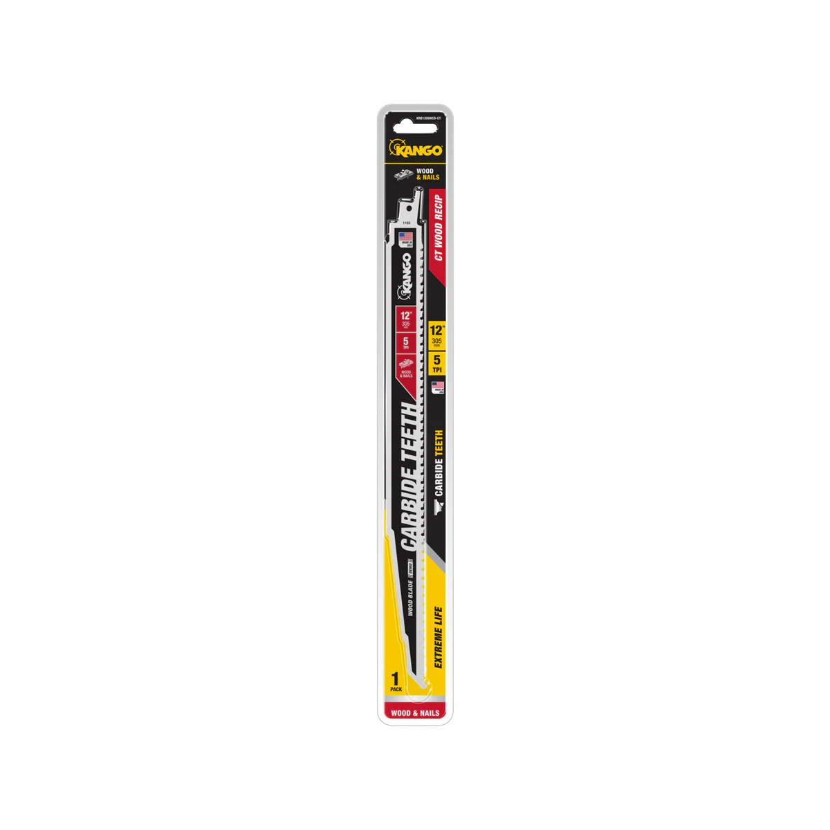 Kango 12" 5 TPI Carbide Teeth Wood Reciprocating Blade - 1 Pack