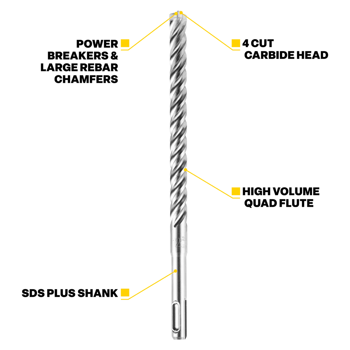 Kango SDS Plus Drill Bit - 6mm x 165mm - Solid Carbide - Demolition Use - Image 2