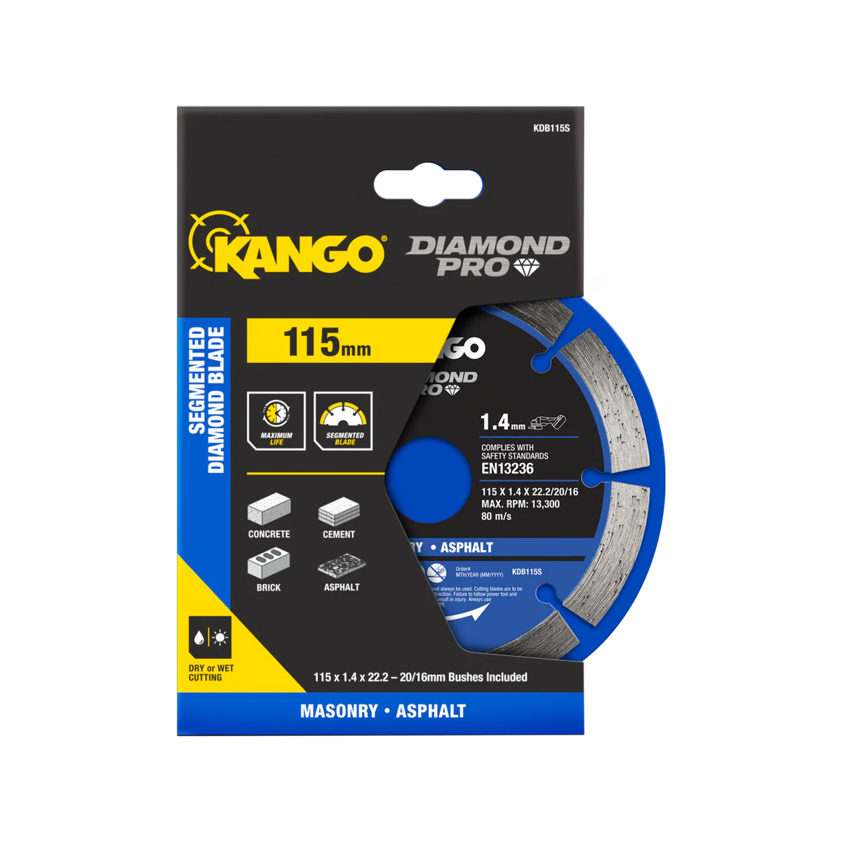 Kango Segmented Diamond Saw Blade - 115mm - Diamond - Dry Cutting
