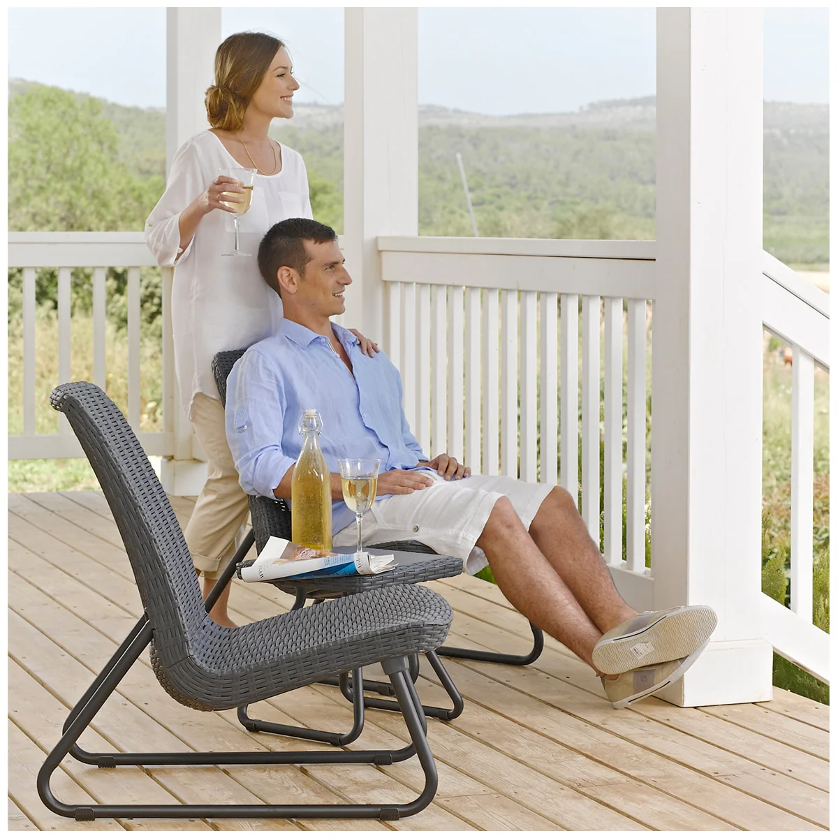 Keter Rio 3 Piece Patio Set Black Polypropylene Stylish - Image 2