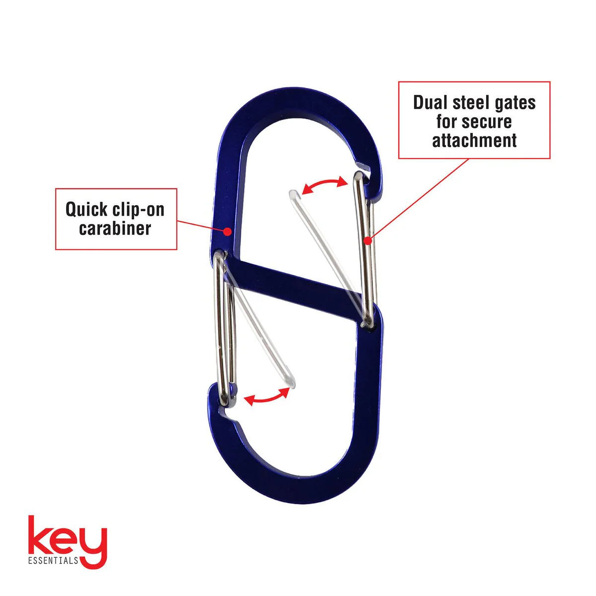 Key Essentials Key Ring Carabiner - 70mm - Steel - Assorted Colours - Image 3