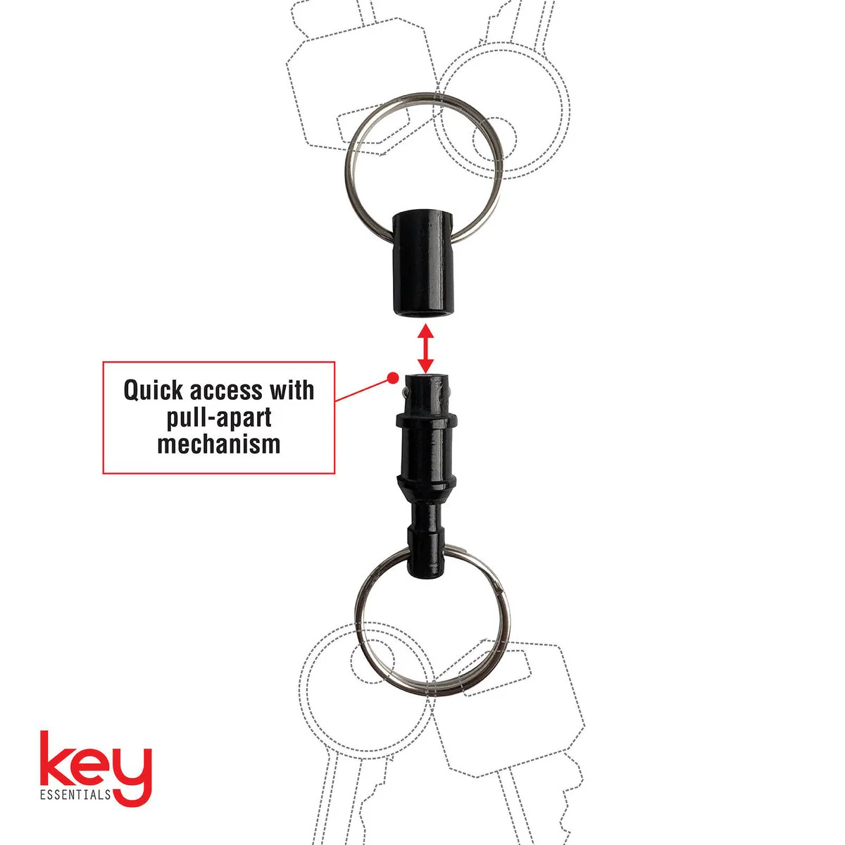 Key Essentials Pull Apart Key Holder Key Ring - Durable - Compact - Assorted Colours - 9.65mm x 40mm x 9.65mm - Image 5