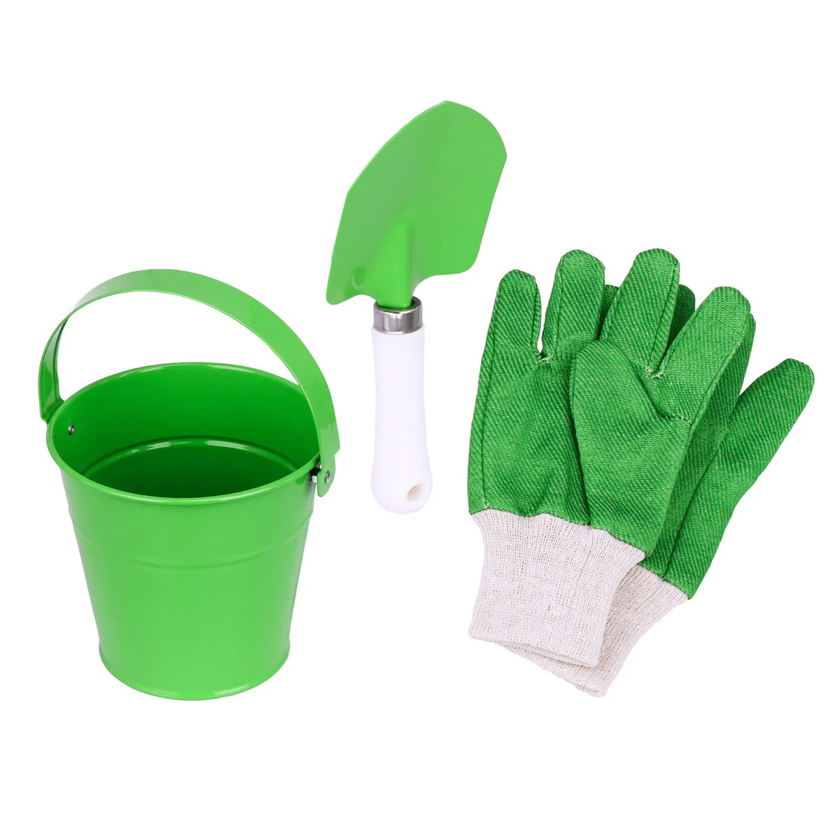 Kids 3 Piece Gardening Set - Green - 130mm x 140mm - Durable Tools for Ages 3+