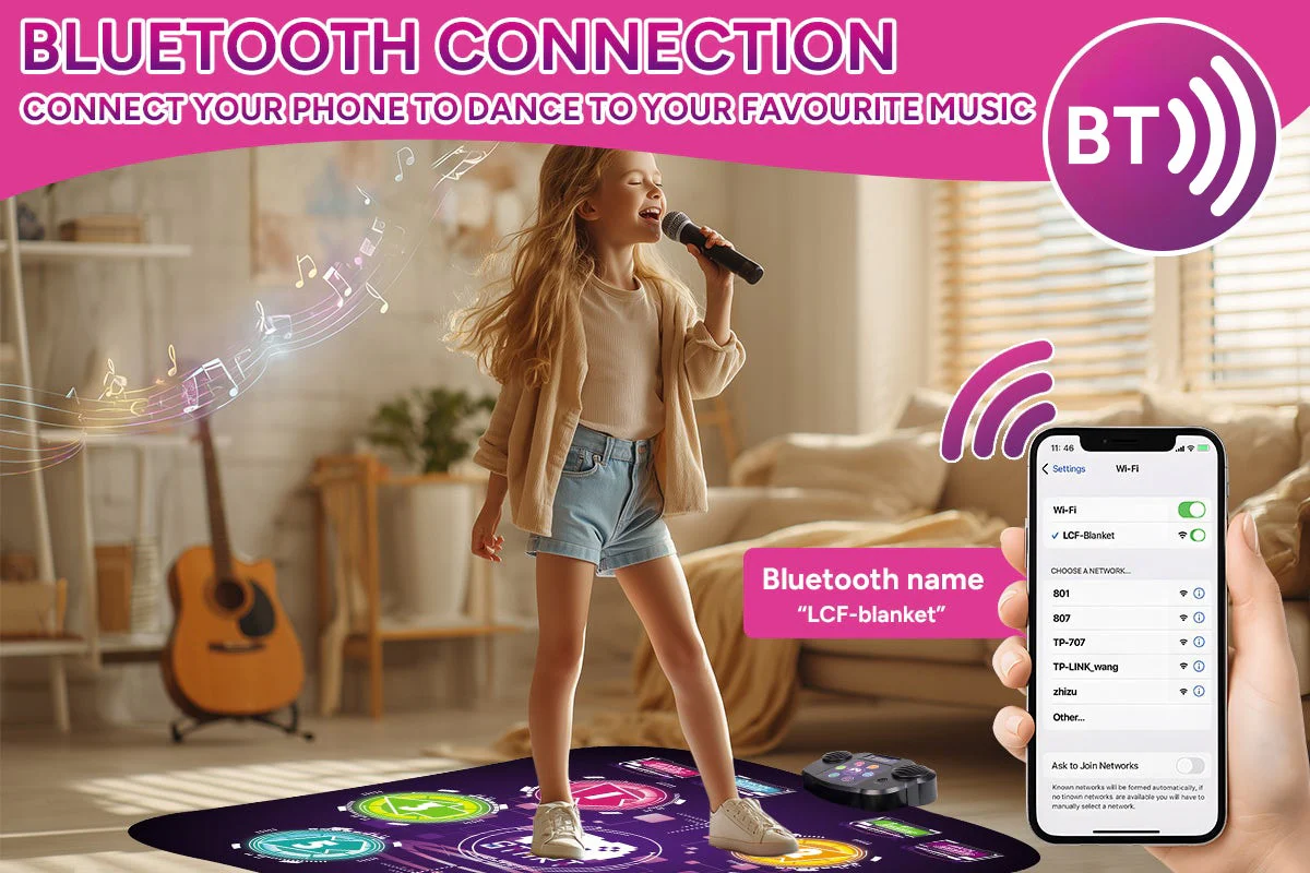 Kids Bluetooth Dance Mat Light Up 6 Button Music Game - Image 3