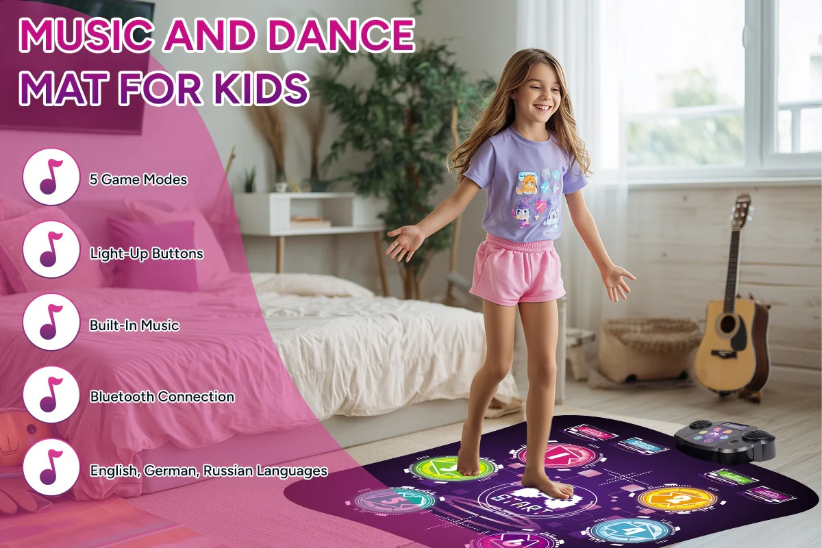 Kids Bluetooth Dance Mat Light Up 6 Button Music Game - Image 4