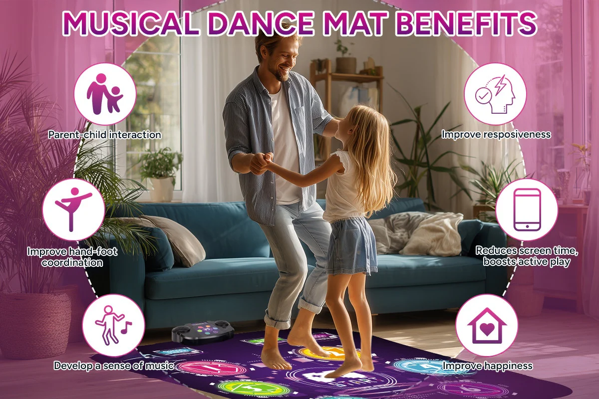 Kids Bluetooth Dance Mat Light Up 6 Button Music Game - Image 5
