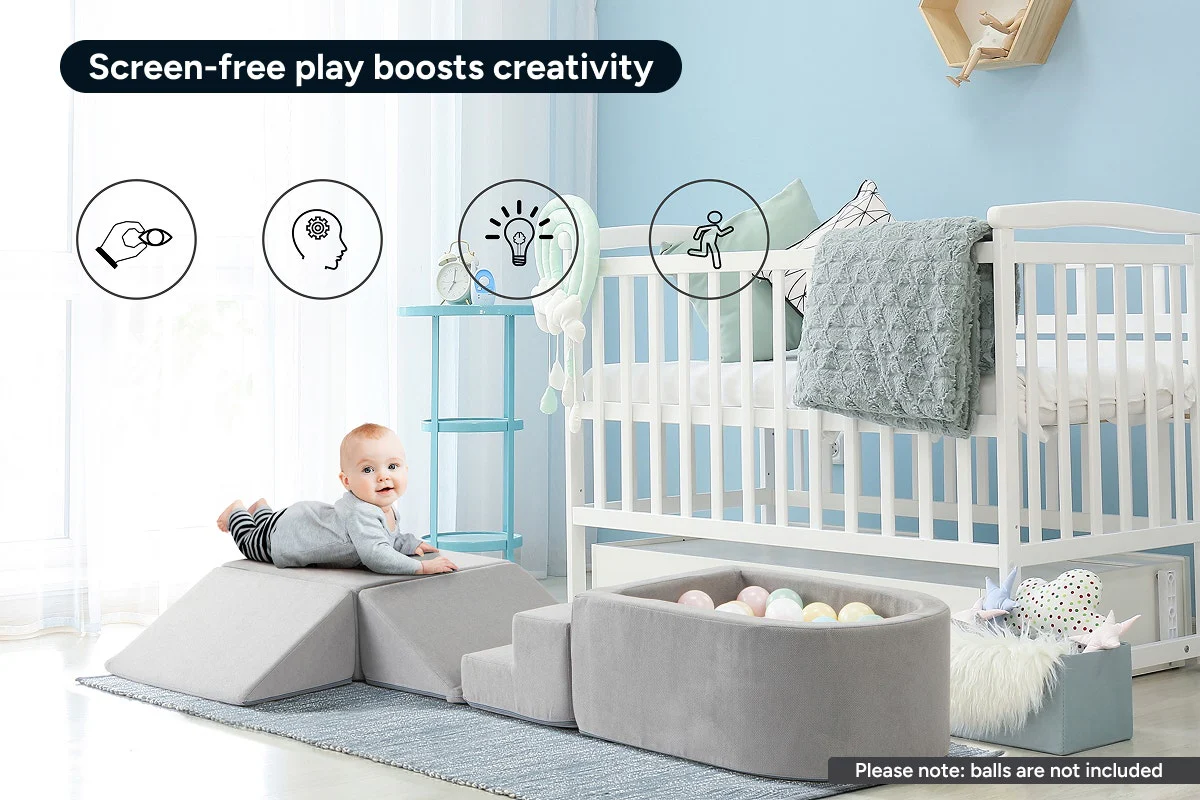 Kids Soft Playground with Ball Pit Modular Foam Play Set - Image 3