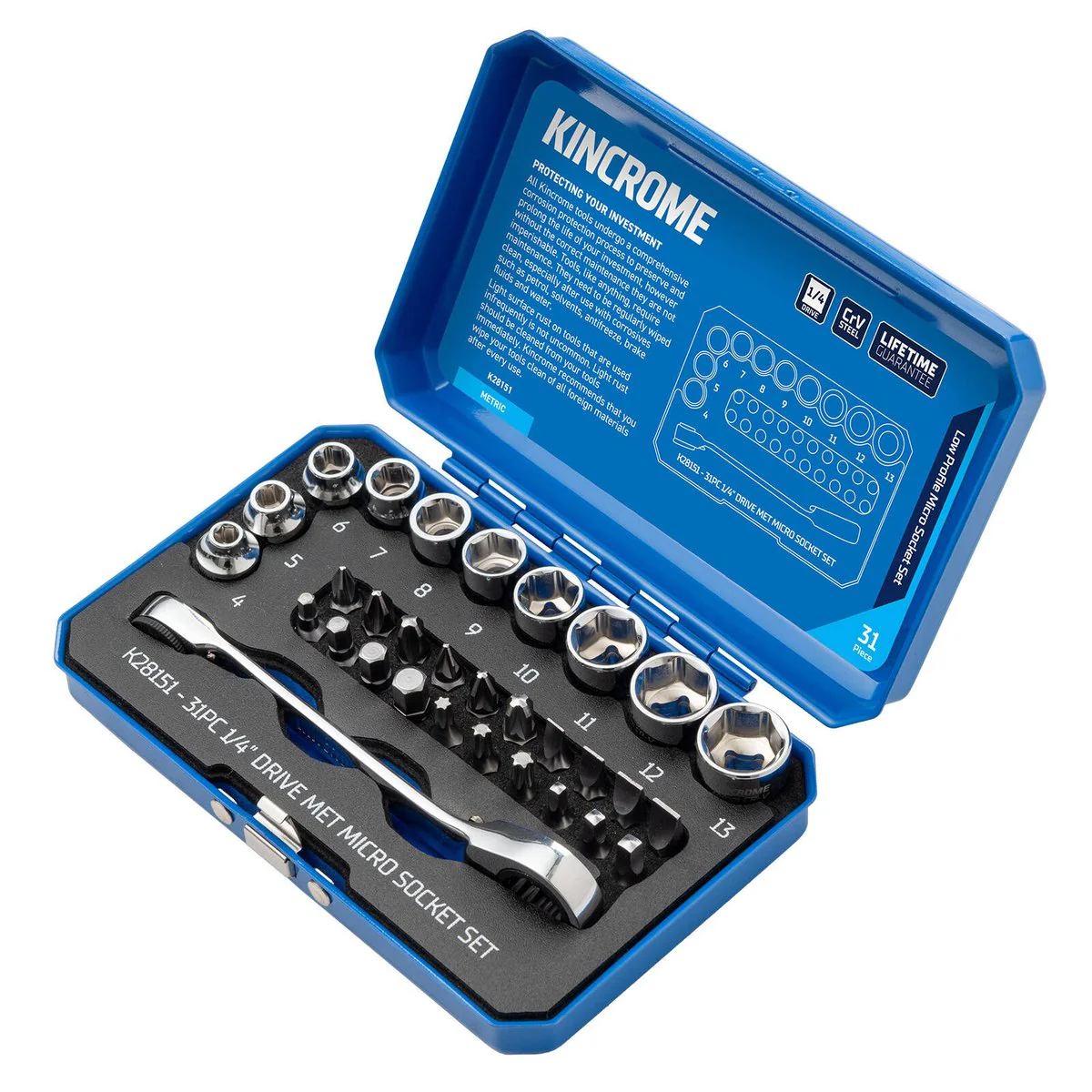 Kincrome 31 Piece 1/4 Drive Metric Micro Socket Set - Compact - Durable