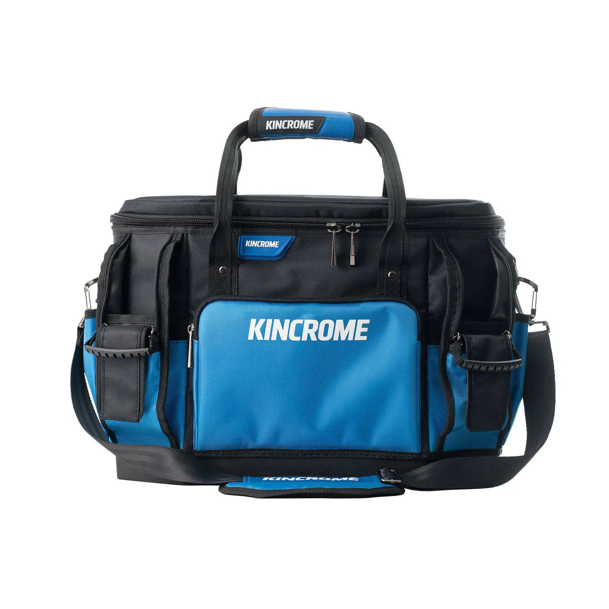Kincrome 500mm Hard Base Round Top Tool Bag - Durable 1680D Polyester - 24 Pockets