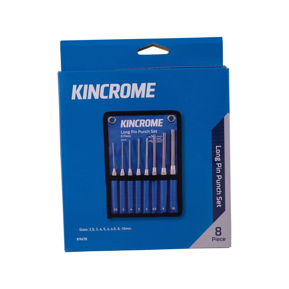 Kincrome 8 Piece Long Pin Punch Set - Chrome Vanadium Steel - 171mm x 230mm - Image 2