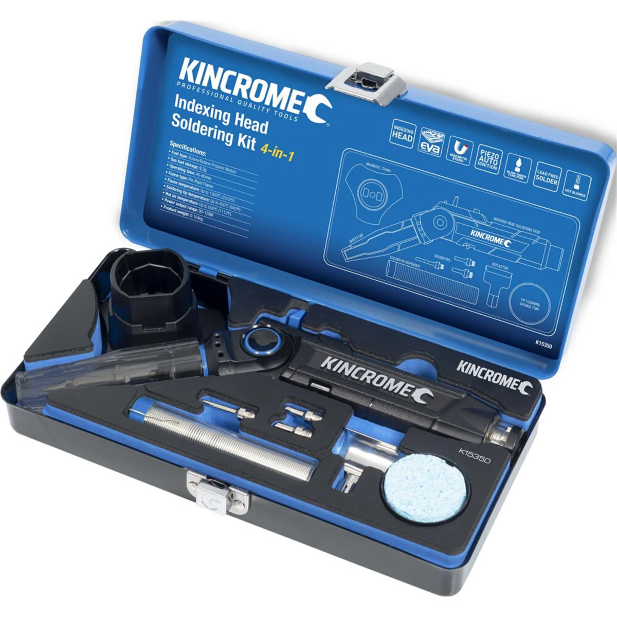 Kincrome 4 in 1 Indexing Head Soldering Iron Kit - 137mm x 68mm x 258mm - Blue - Image 2