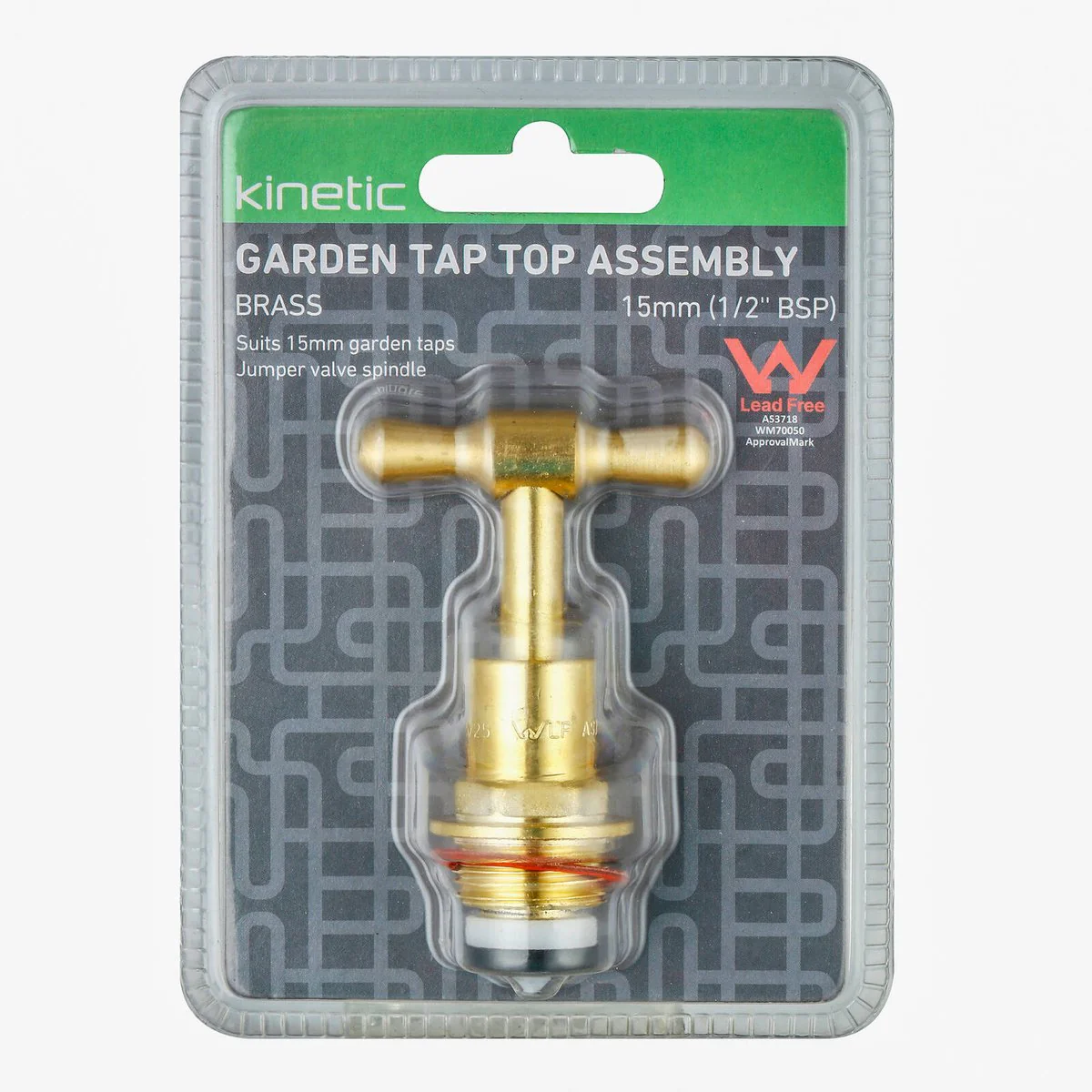 Kinetic 15mm Brass Garden Tap Top Assembly - Lead-Free - Watertight Seal - Image 2