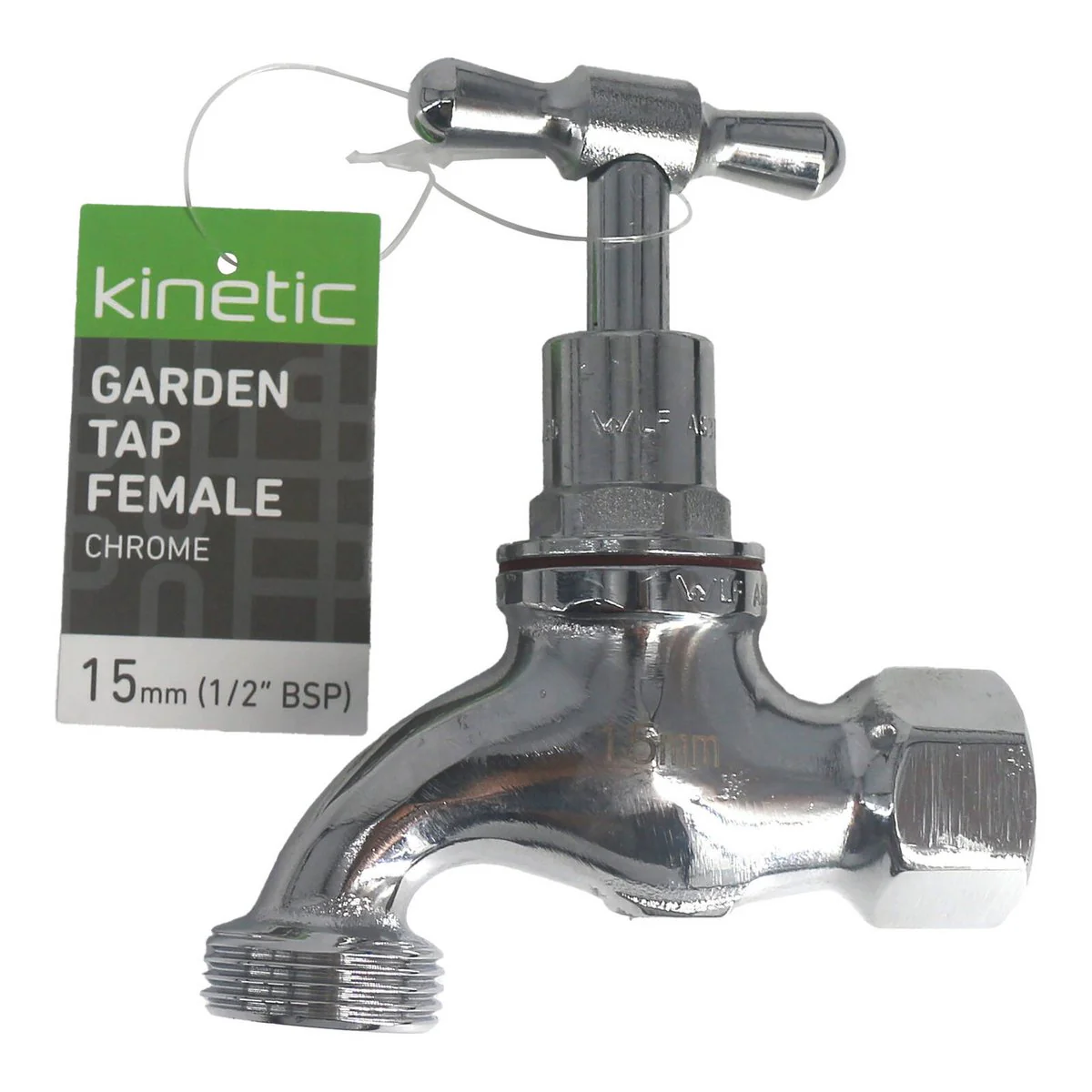 Kinetic 15mm Chrome Male & Female Garden Tap - Lead-Free Brass - Durable - Image 2