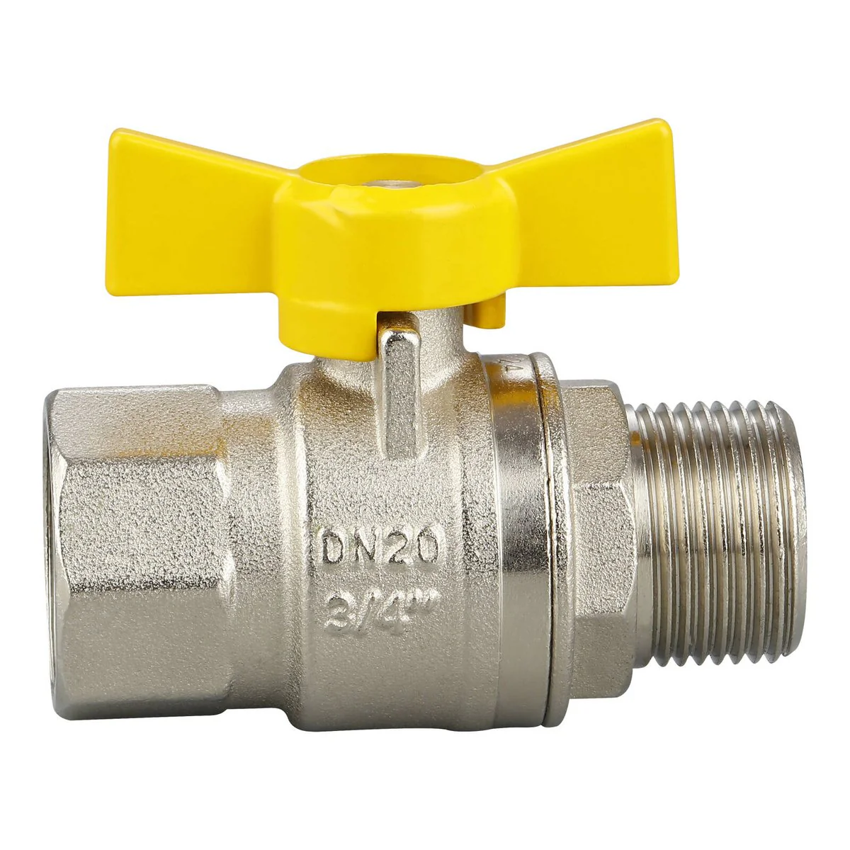 Kinetic 20mm Male Female Butterfly Handle Gas Ball Valve - Lead Free Brass