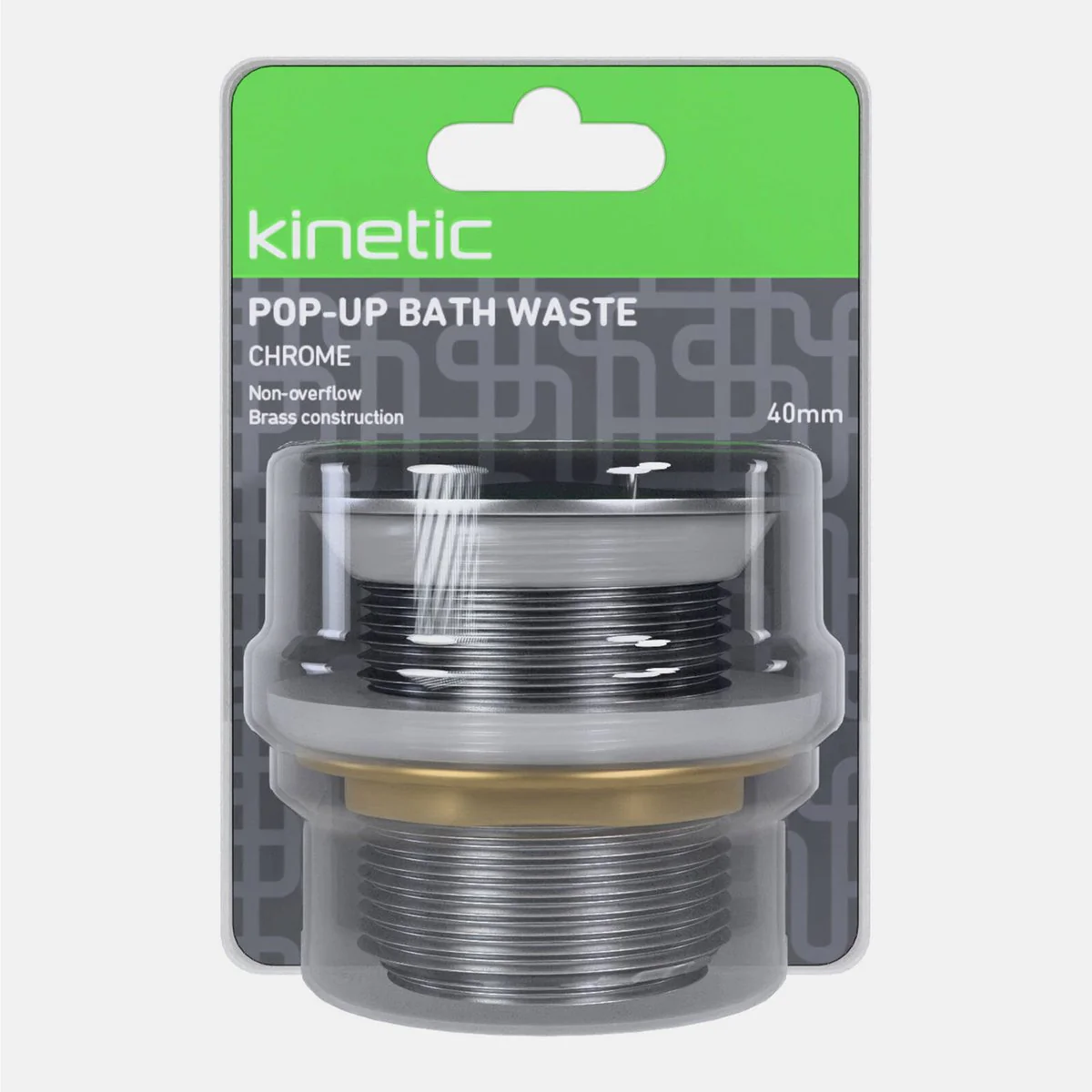 Kinetic 40mm Chrome Non Overflow Pop Up Bath Waste - Lead Free Brass - Durable - Image 2