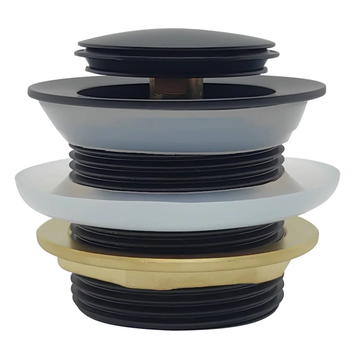 Kinetic 40mm Matte Black Non Overflow Pop Up Bath Waste - Durable Brass - WaterMark Certified