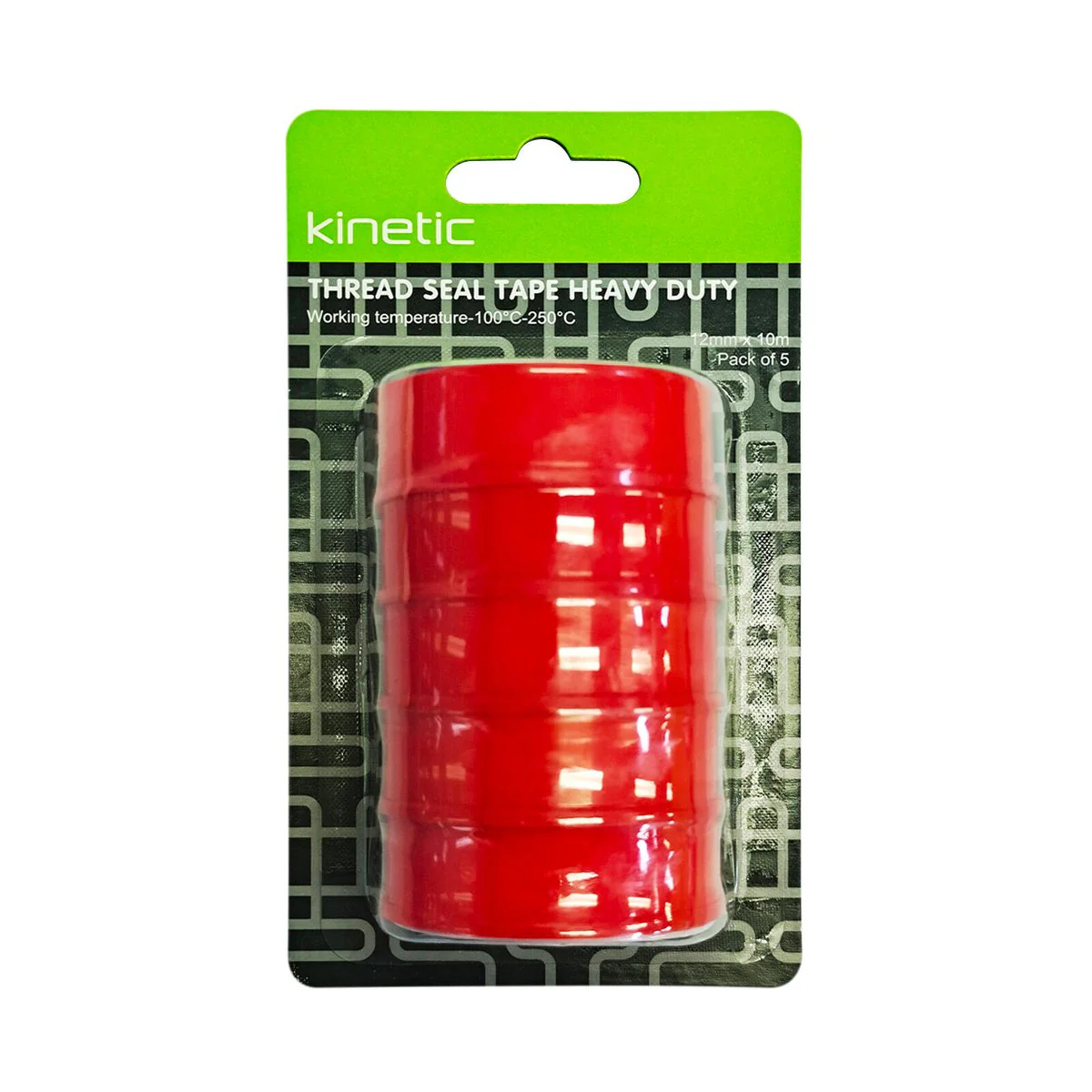 Kinetic Heavy Duty Thread Seal Tape - 5 Pack - 12mm x 10m - Pink - Image 3