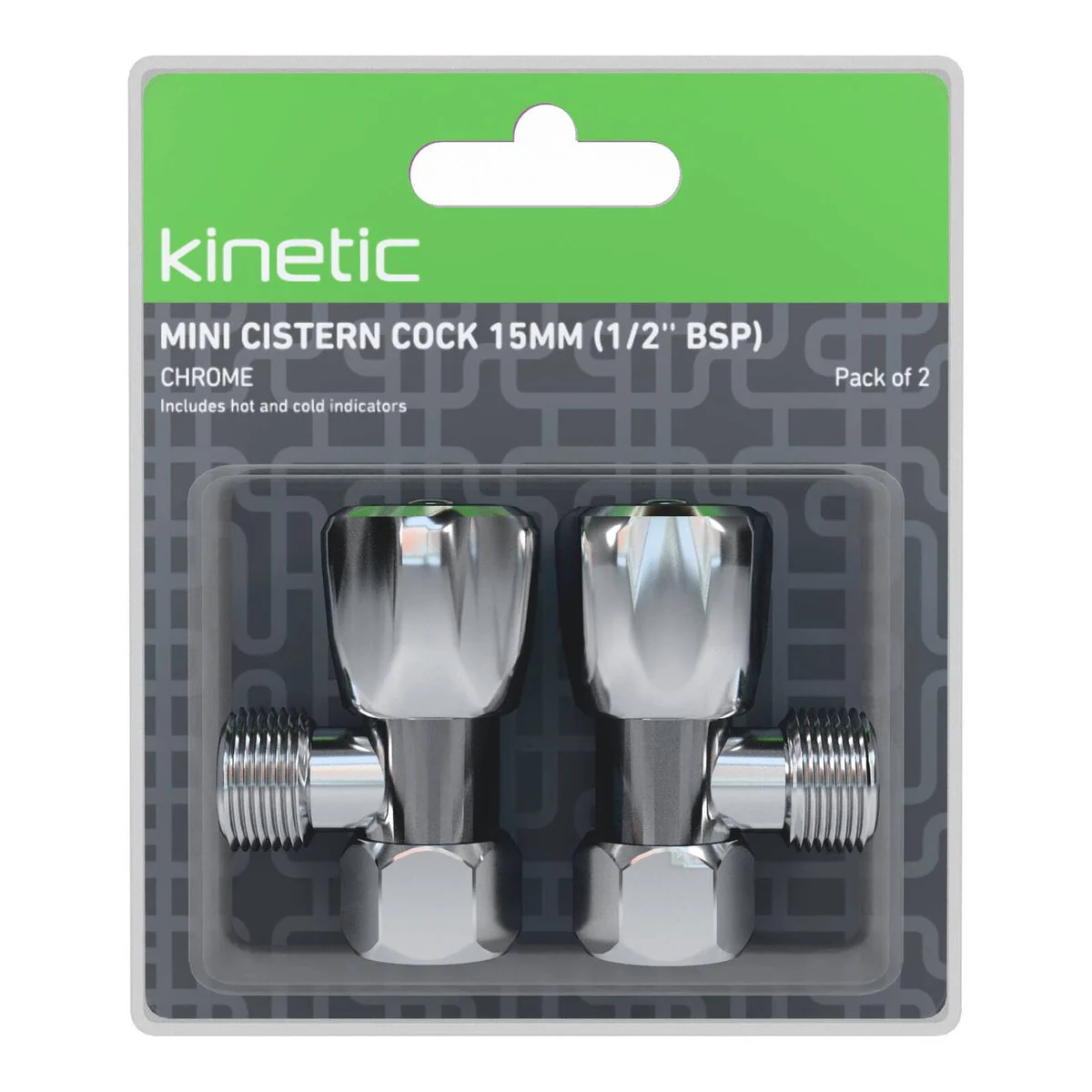 Kinetic Mini Cistern Cock 15mm Chrome 2 Pack - Lead-Free Brass - Quick Shut-Off - Image 2