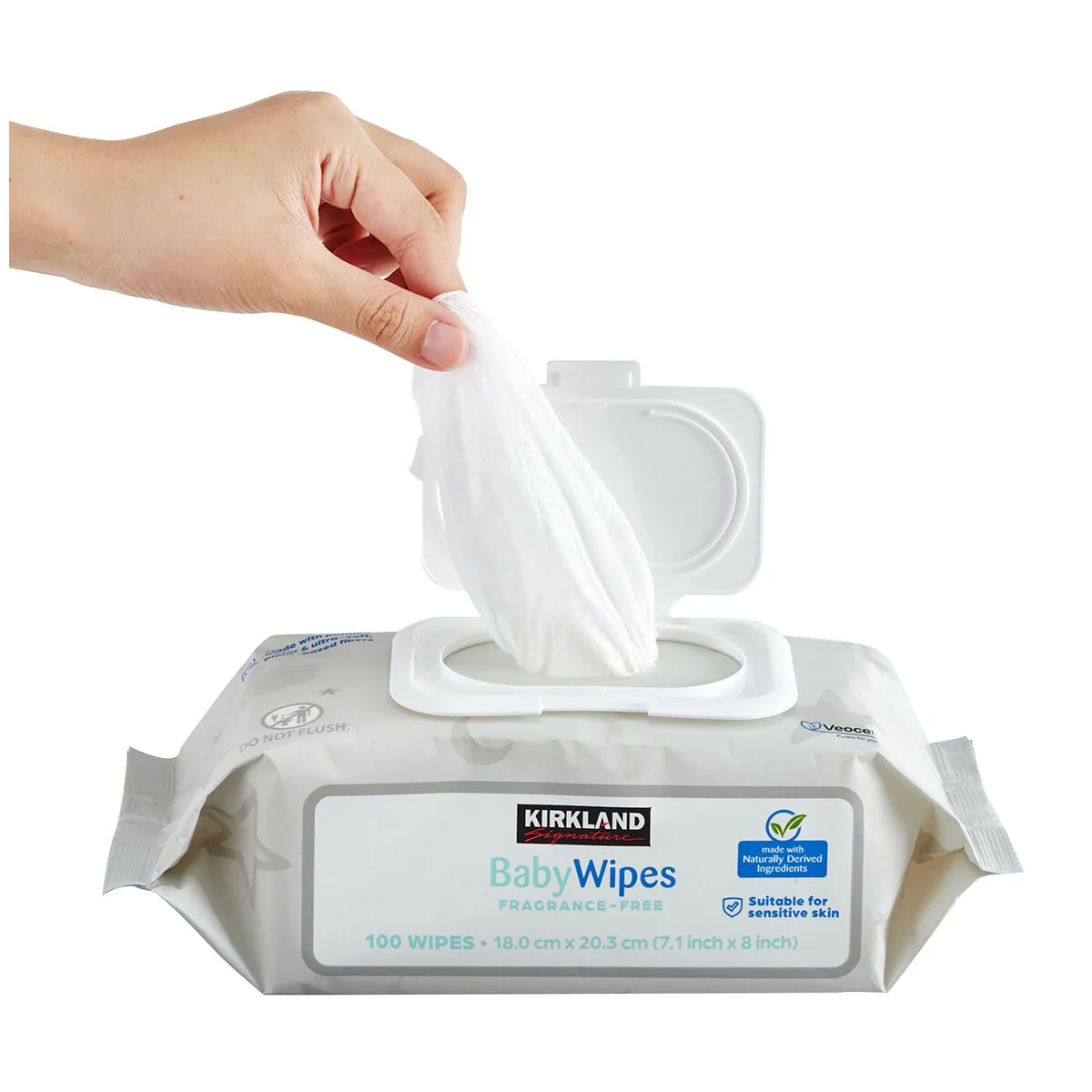 Kirkland Signature Fragrance Free Baby Wipes 9 x 100 Pack Gentle White - Image 2