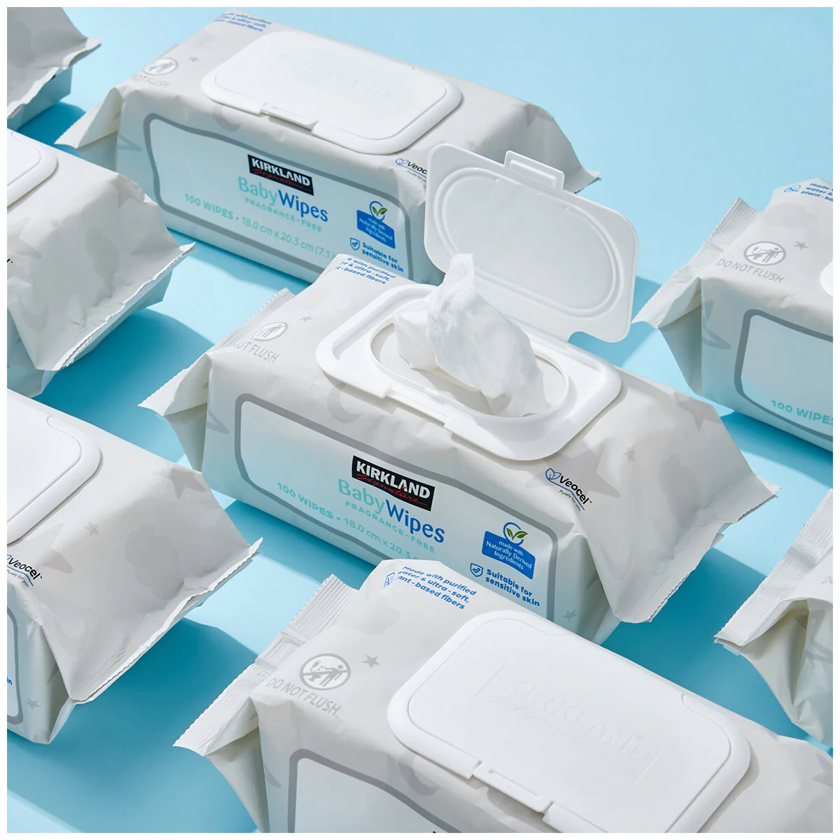 Kirkland Signature Fragrance Free Baby Wipes 9 x 100 Pack Gentle White - Image 3
