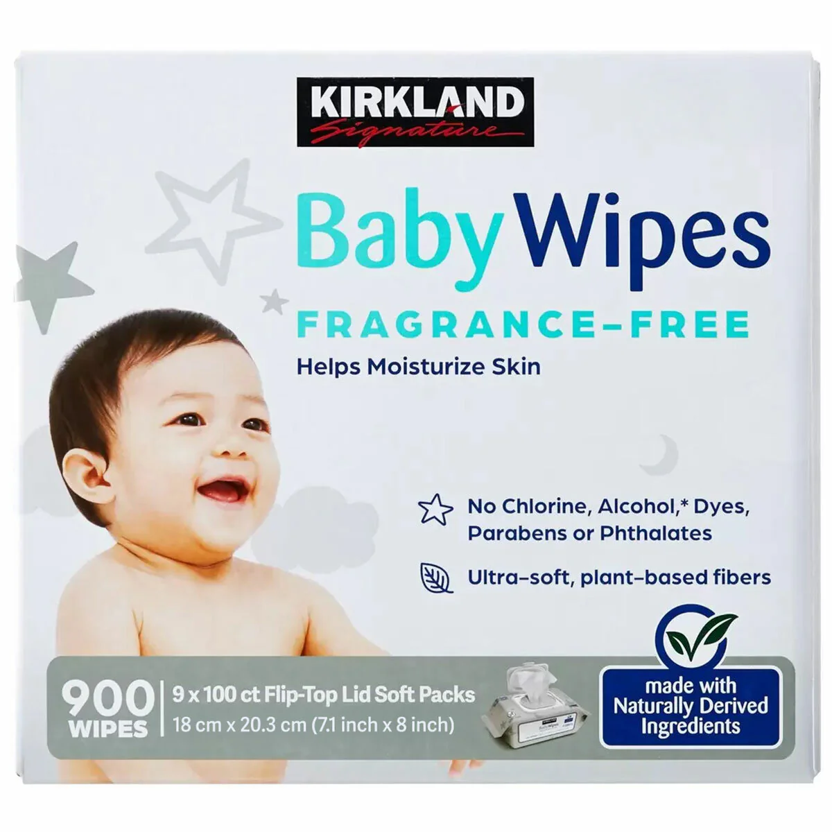 Kirkland Signature Fragrance Free Baby Wipes 9 x 100 Pack Gentle White - Image 4
