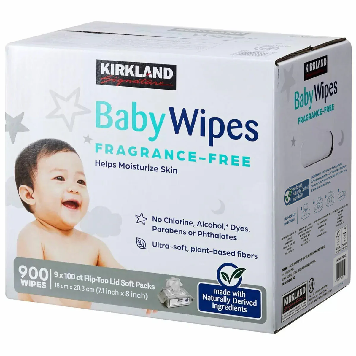 Kirkland Signature Fragrance Free Baby Wipes 9 x 100 Pack Gentle White - Image 5