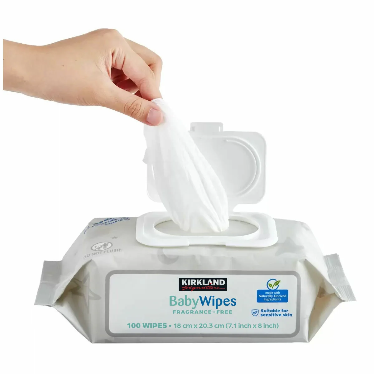 Kirkland Signature Fragrance Free Baby Wipes 9 x 100 Pack Gentle White - Image 6