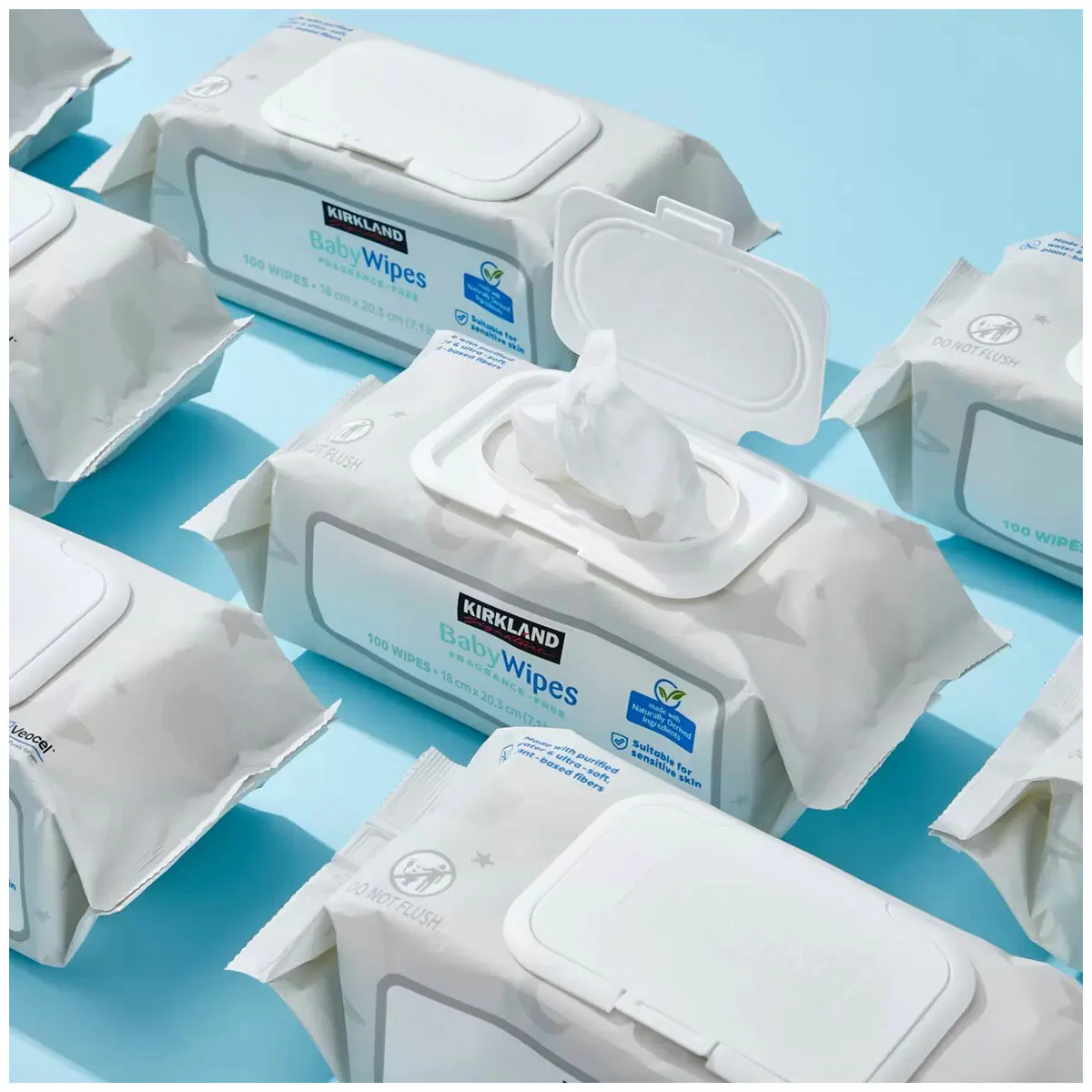 Kirkland Signature Fragrance Free Baby Wipes 9 x 100 Pack Gentle White - Image 7