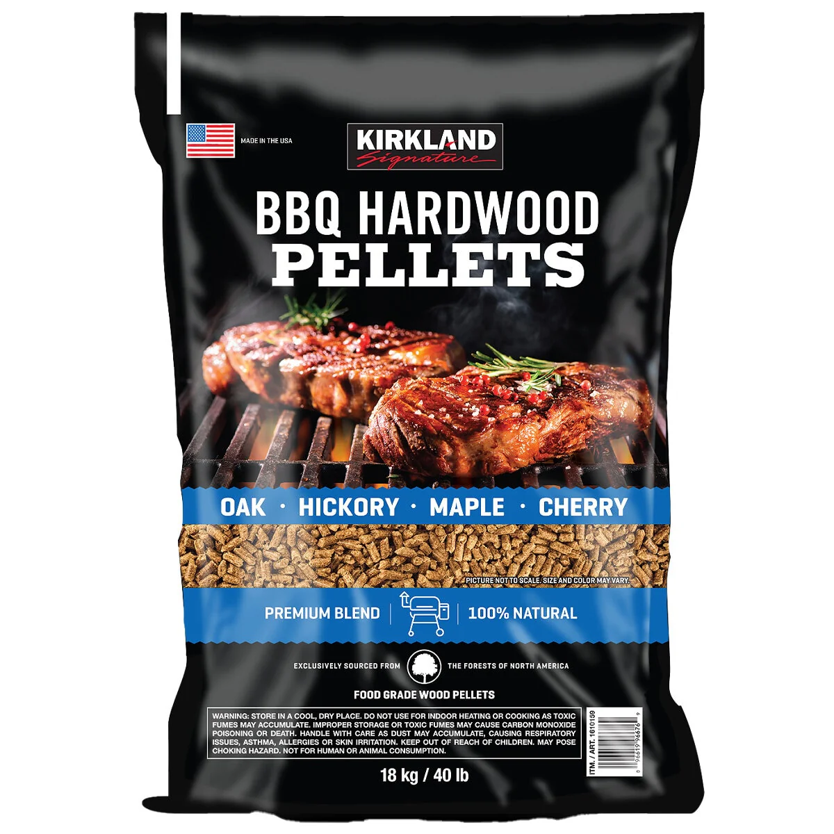 Kirkland Signature BBQ Hardwood Pellets Capacity 18kg All-Natural