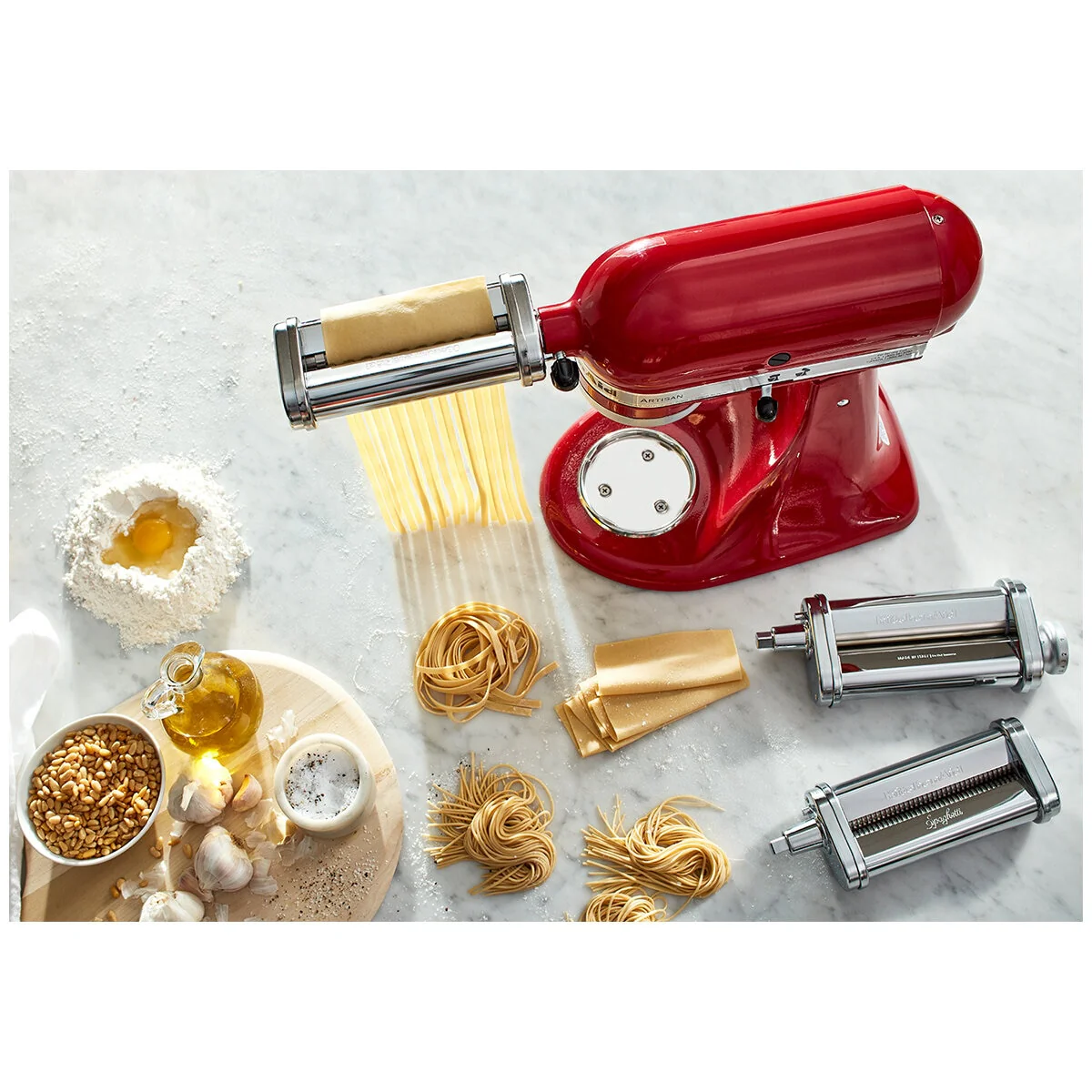 KitchenAid 3-Piece Pasta Roller and Cutter Attachment KSMPRA Metal - Image 6