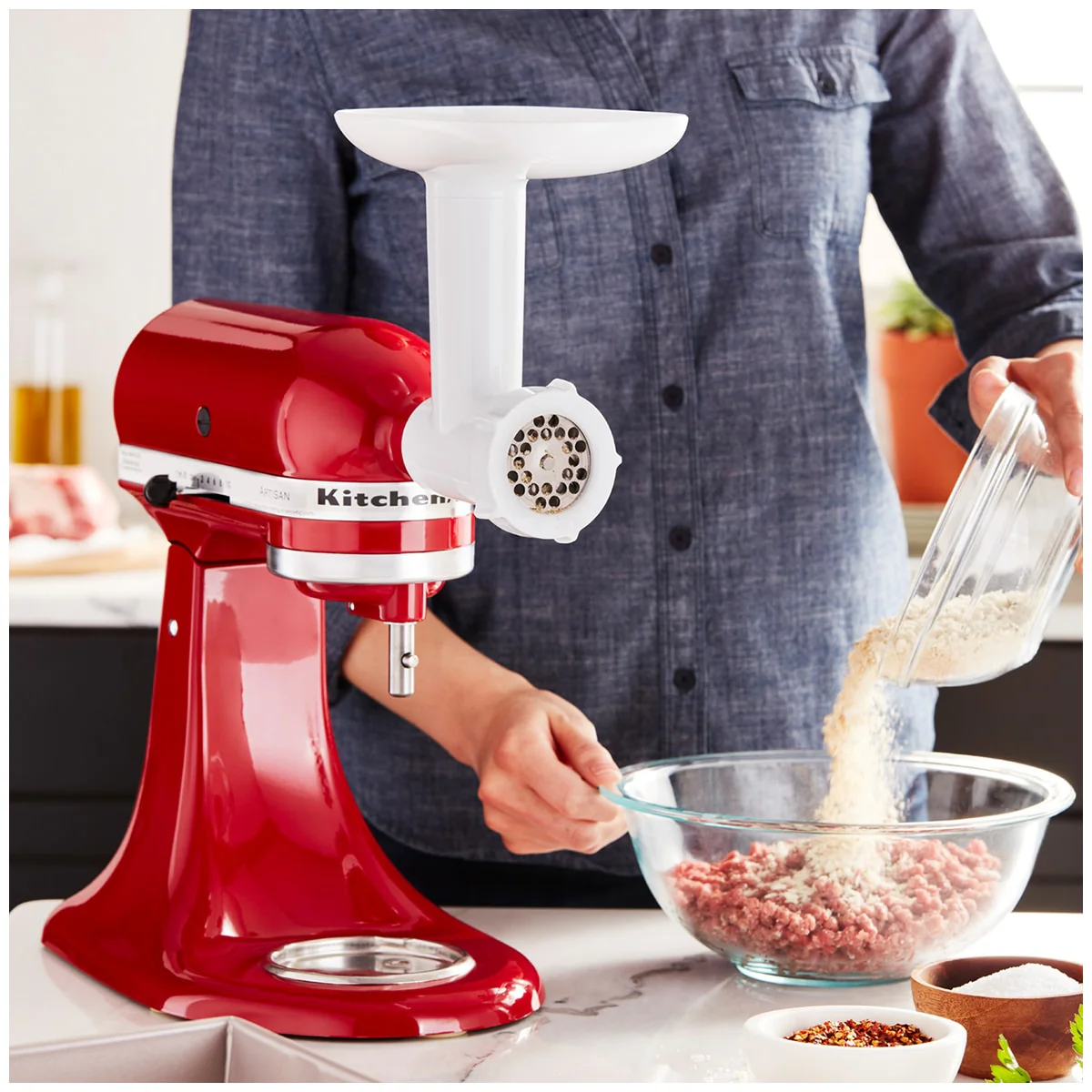 KitchenAid Food Grinder Attachment 5KSMFGAA White Stainless Steel Plates - Image 13