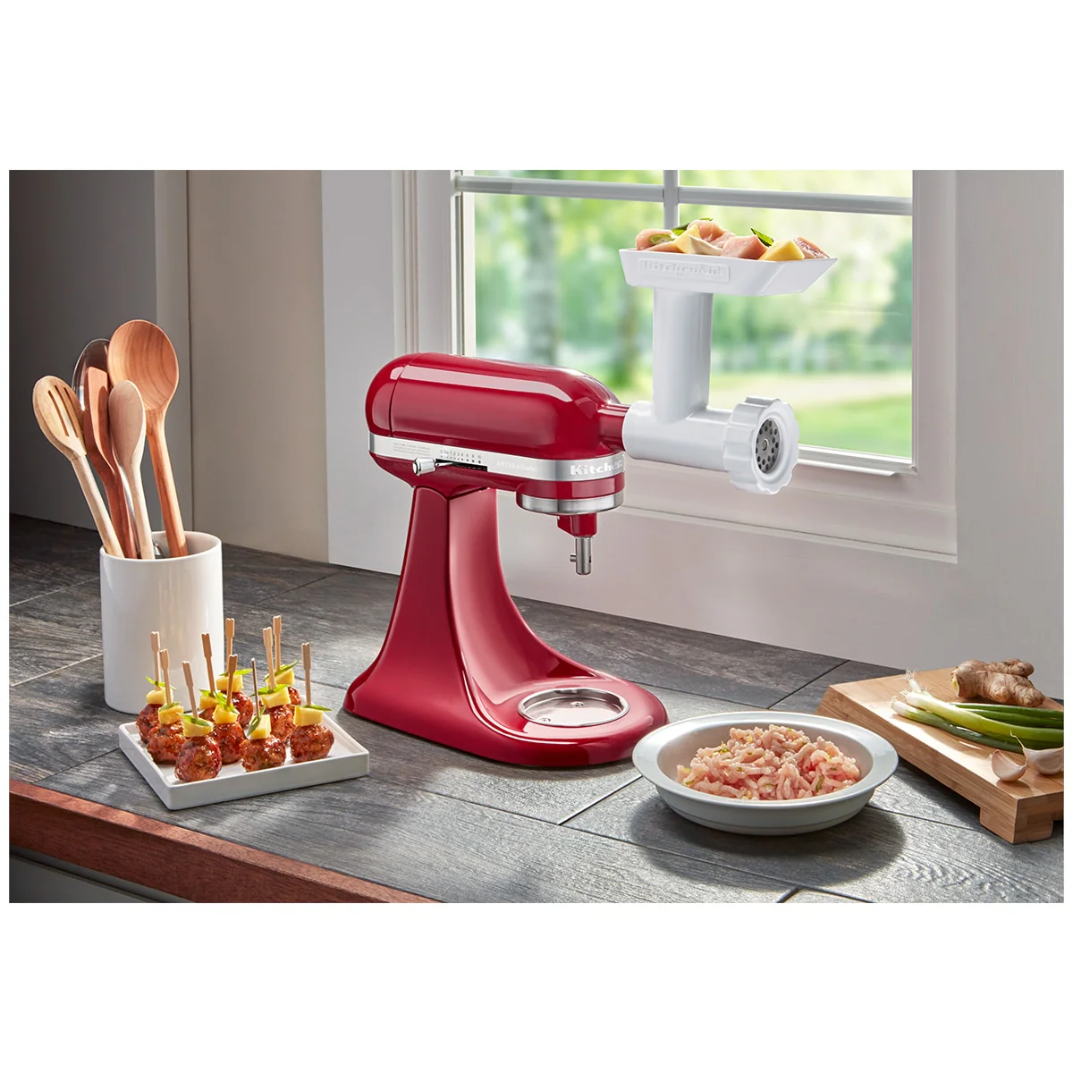 KitchenAid Food Grinder Attachment 5KSMFGAA White Stainless Steel Plates - Image 8
