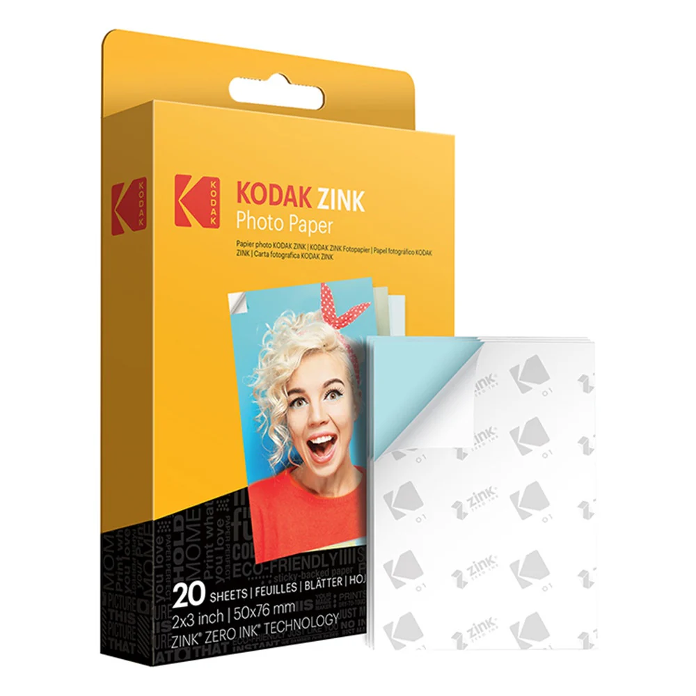 Kodak ZINK 2x3 Media Paper 20 Sheets Sticky Back Photo Paper