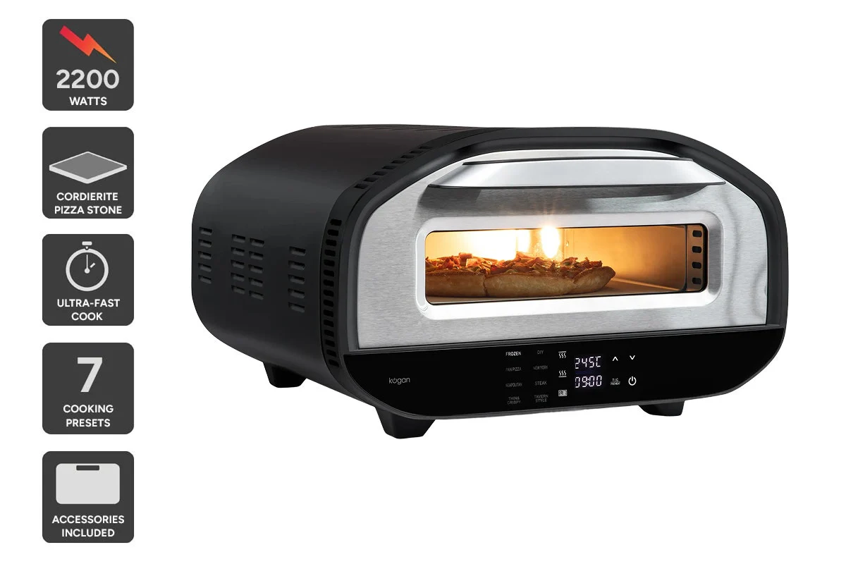 Kogan 12 Inch Electric Pizza Oven with Stone 2200W 7 Presets