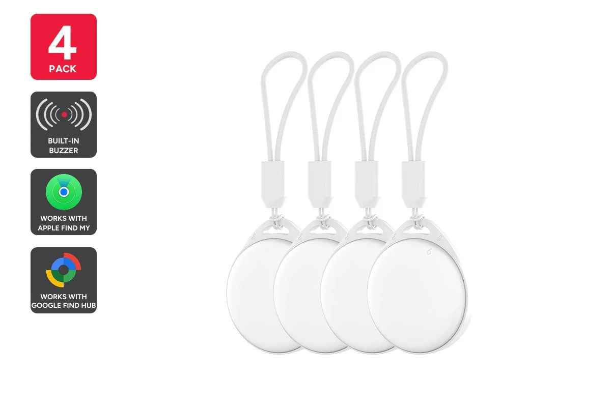 Kogan 2 in 1 Smart Tag Tracker 4 Pack Apple Find My Google Hub