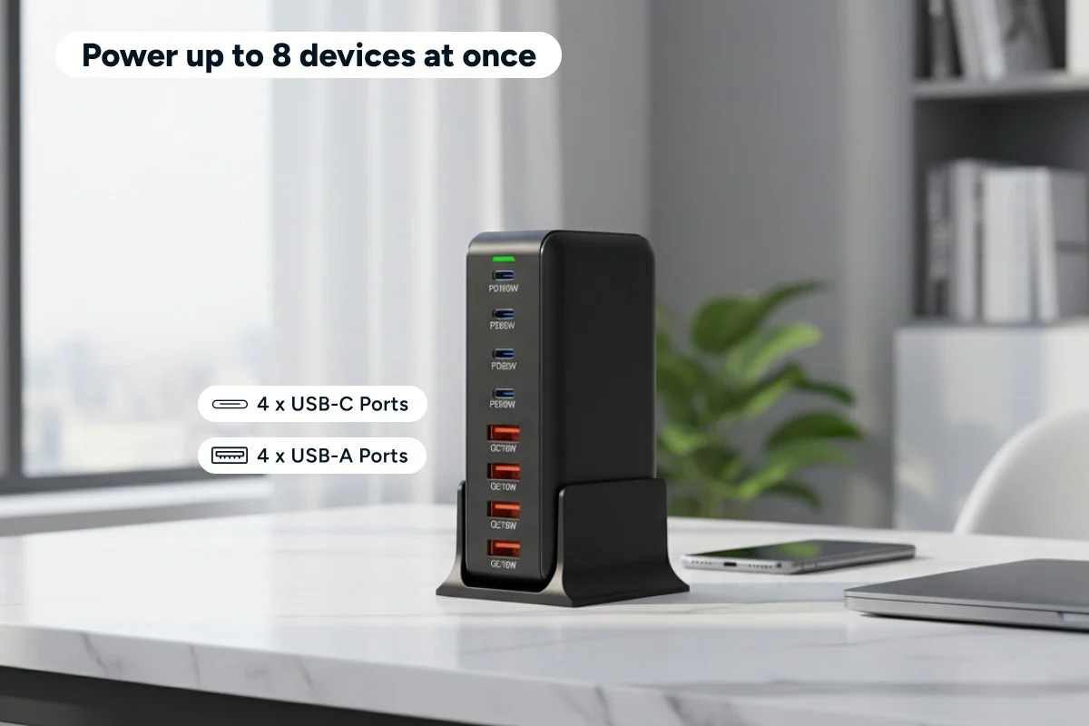 Kogan 210W 8 Port GaN PD Super Fast Charging Station USB C USB A - Image 3