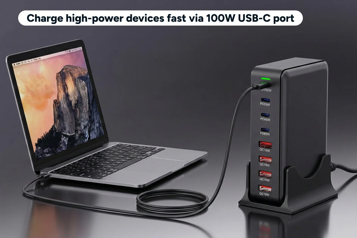 Kogan 210W 8 Port GaN PD Super Fast Charging Station USB C USB A - Image 5