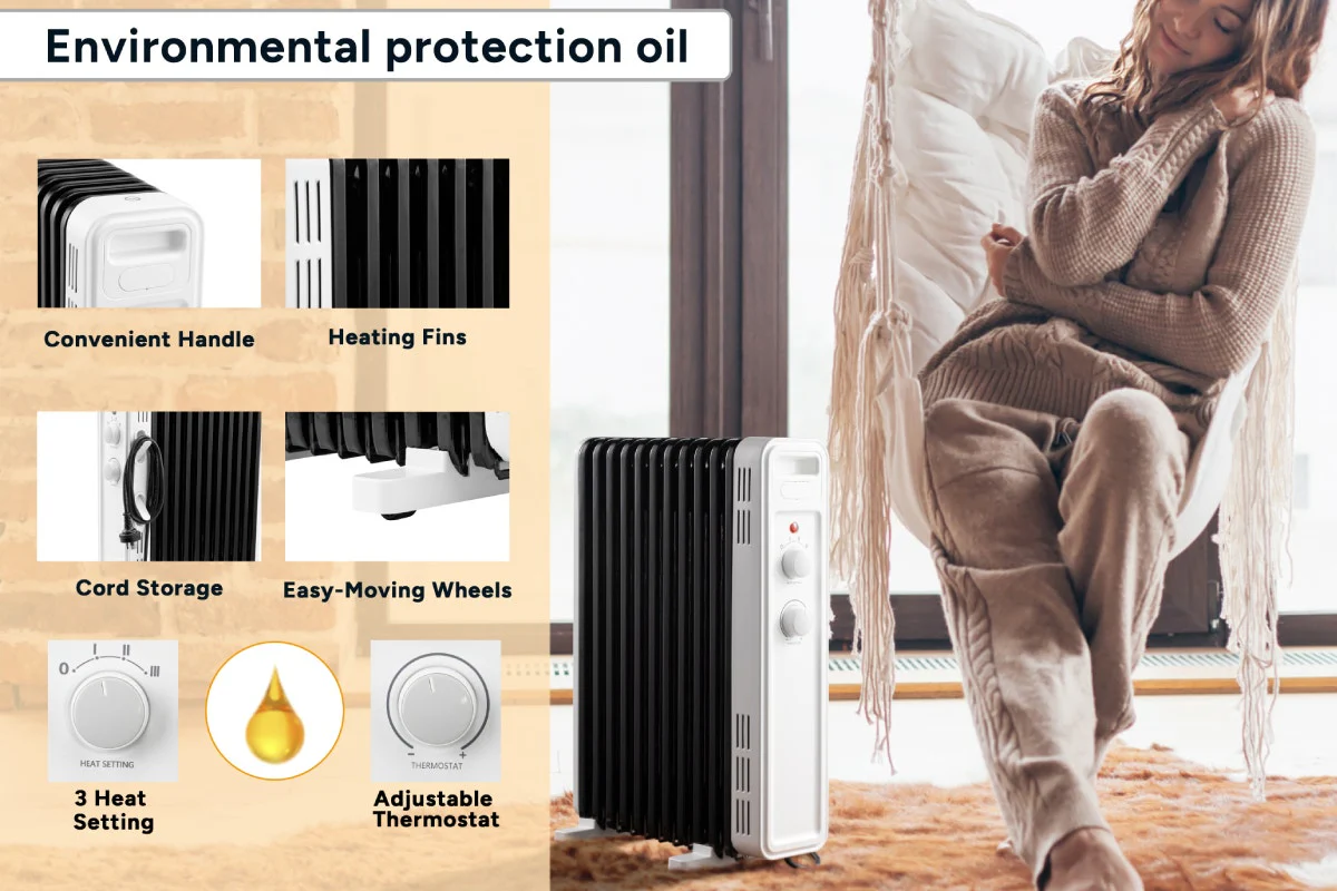 Kogan 2300W 11 Fin Oil Heater Quiet Portable Room Heater - Image 6