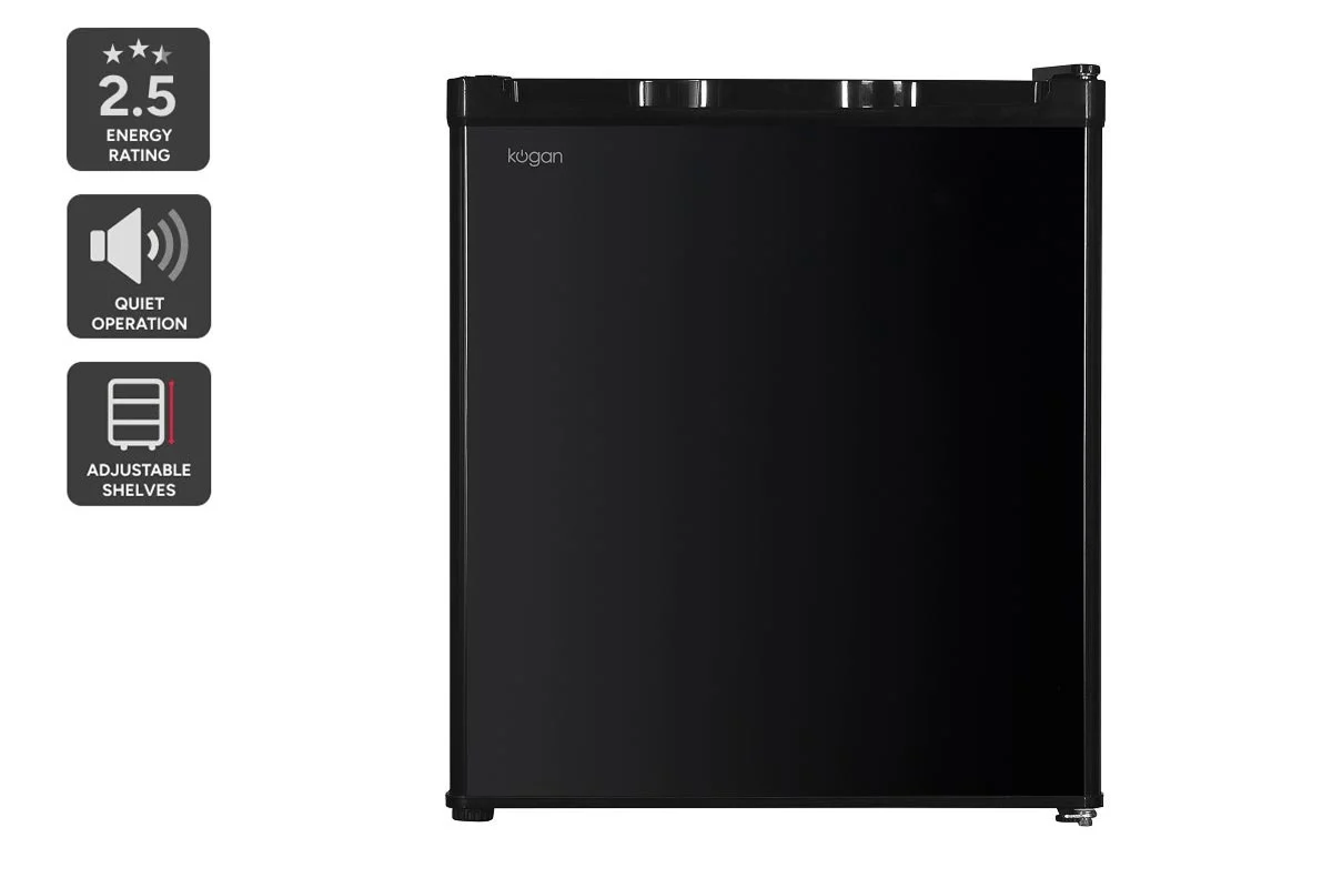 Kogan 46L Bar Fridge Black Compact Quiet Personal Mini Fridge