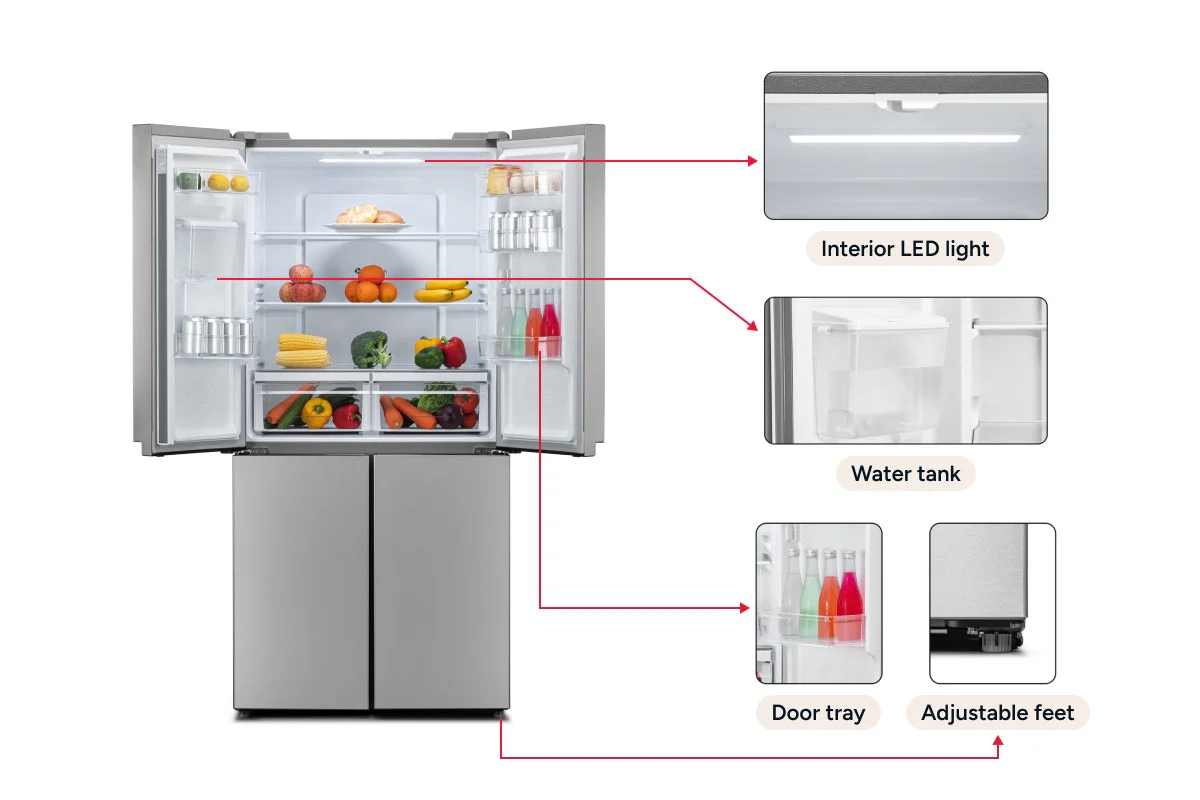 Kogan 490L French Door Fridge with Water Dispenser Stainless Steel - Image 11
